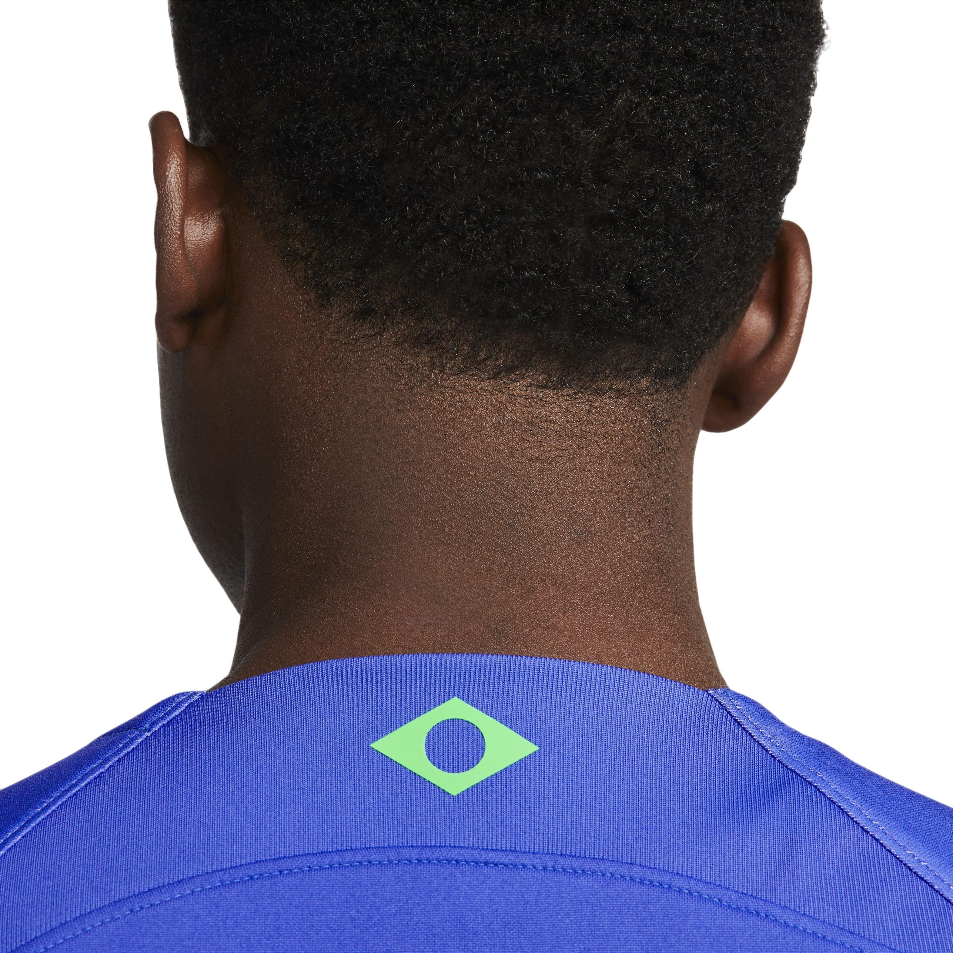 Nike Men's Brazil 2022/23 Stadium Away Dri-FIT ADV Soccer Jersey-Blue - BLUE Thumbnail View 4