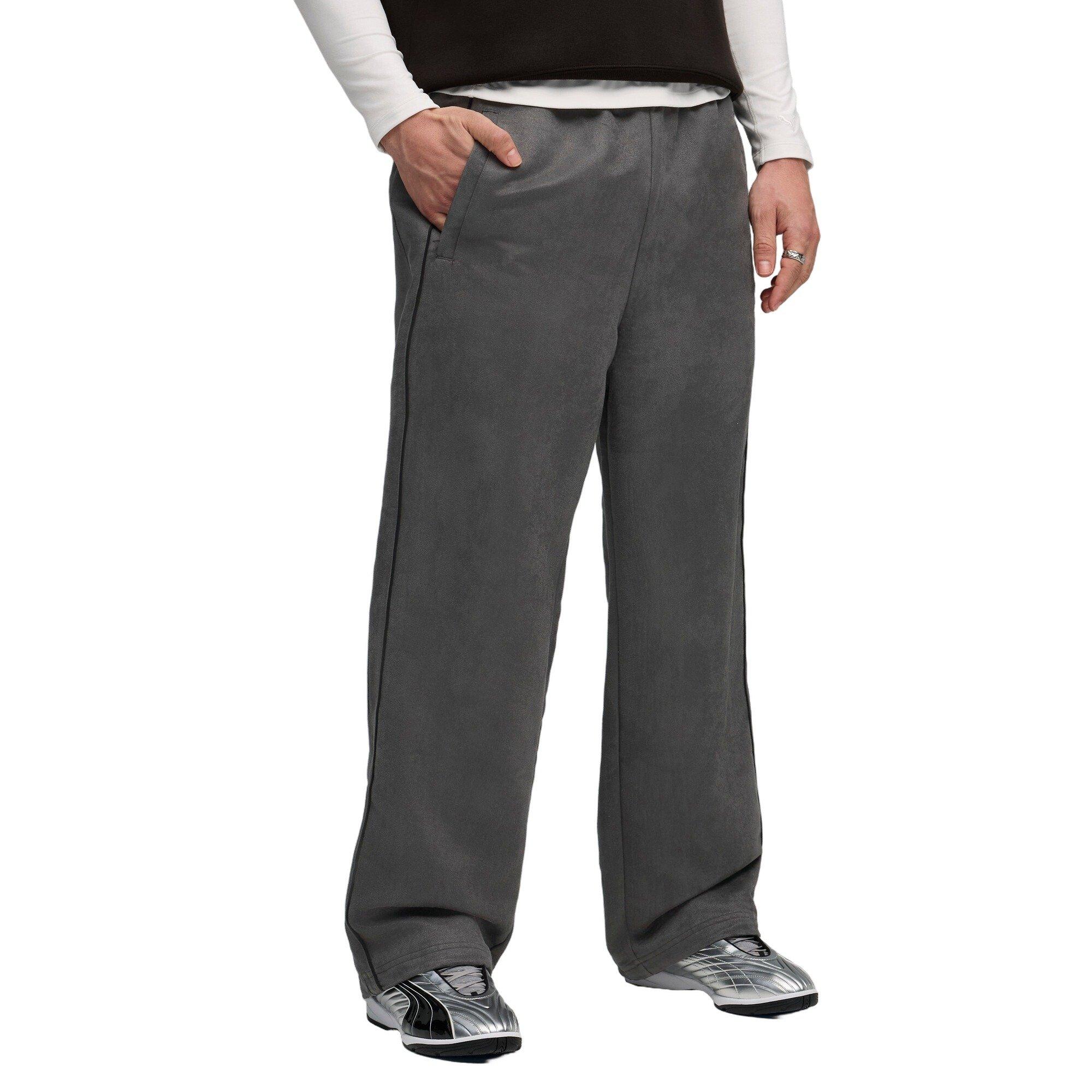 PUMA Men's T7 Relaxed Suede Track Pants - Grey - GREY Thumbnail View 1