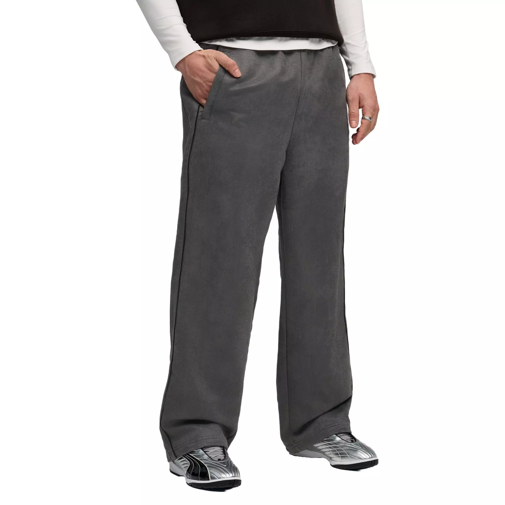 PUMA Men's T7 Relaxed Suede Track Pants - Grey - GREY