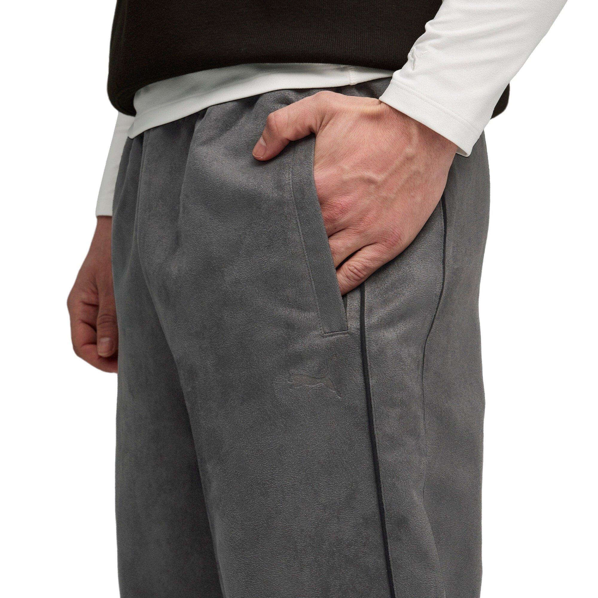 PUMA Men's T7 Relaxed Suede Track Pants - Grey - GREY Thumbnail View 3