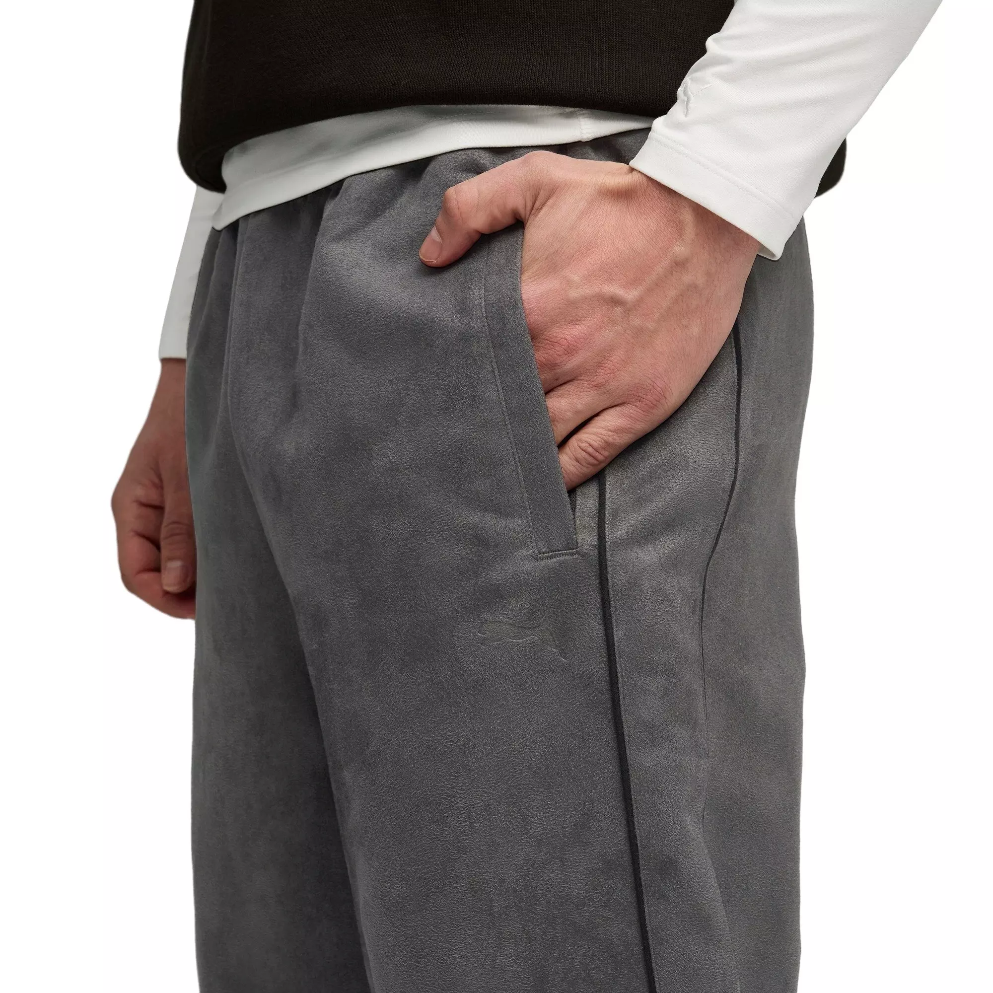 PUMA Men's T7 Relaxed Suede Track Pants - Grey - GREY