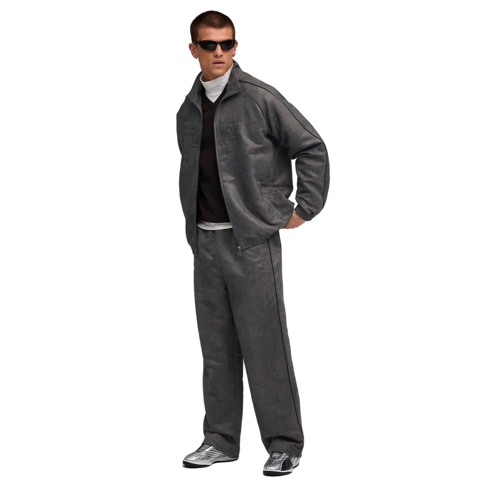 PUMA Men's T7 Relaxed Suede Track Pants - Grey - GREY Thumbnail View 5