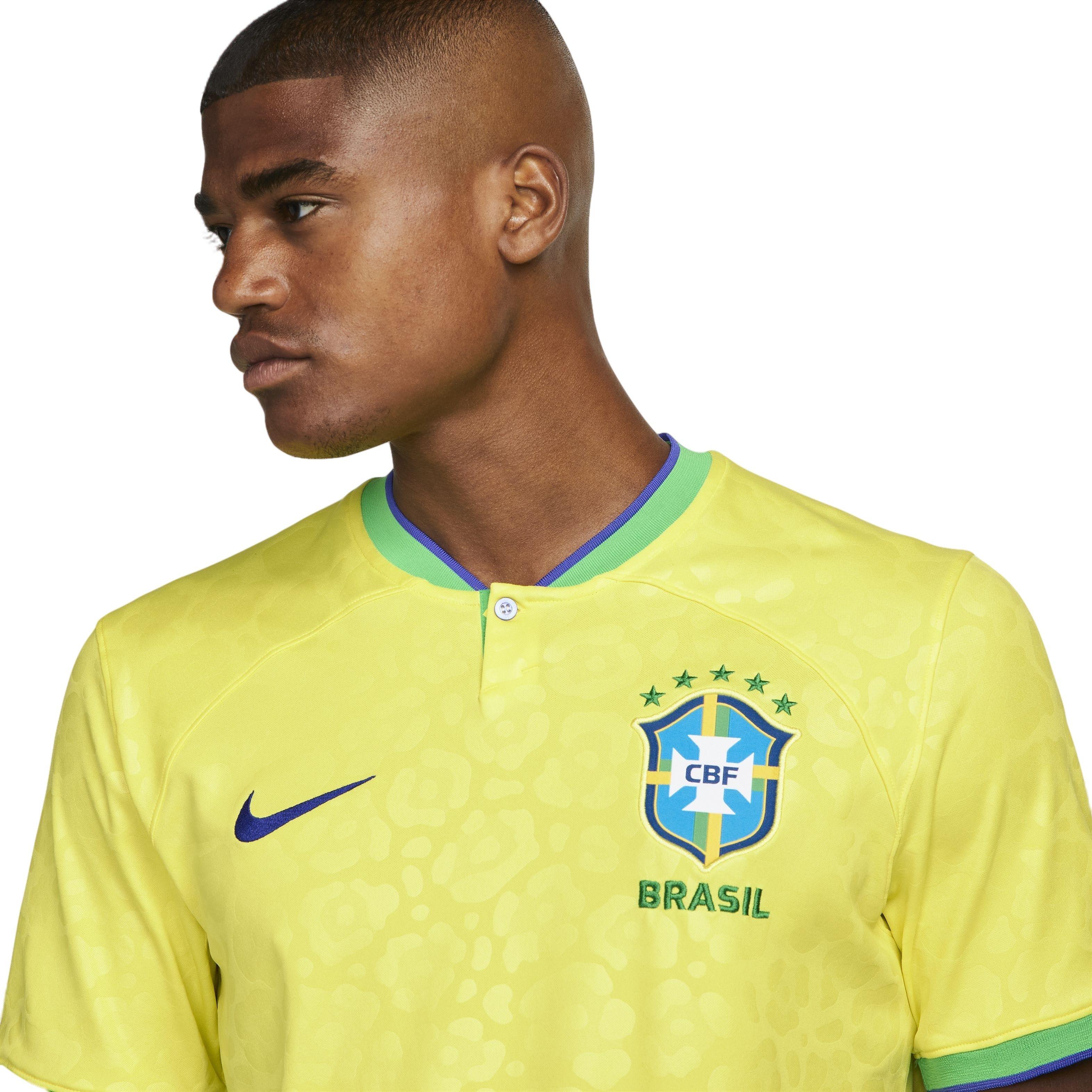 Nike Men's Brazil 2022/23 Stadium Home Dri-FIT ADV Soccer Jersey-Yellow - YELLOW Thumbnail View 3