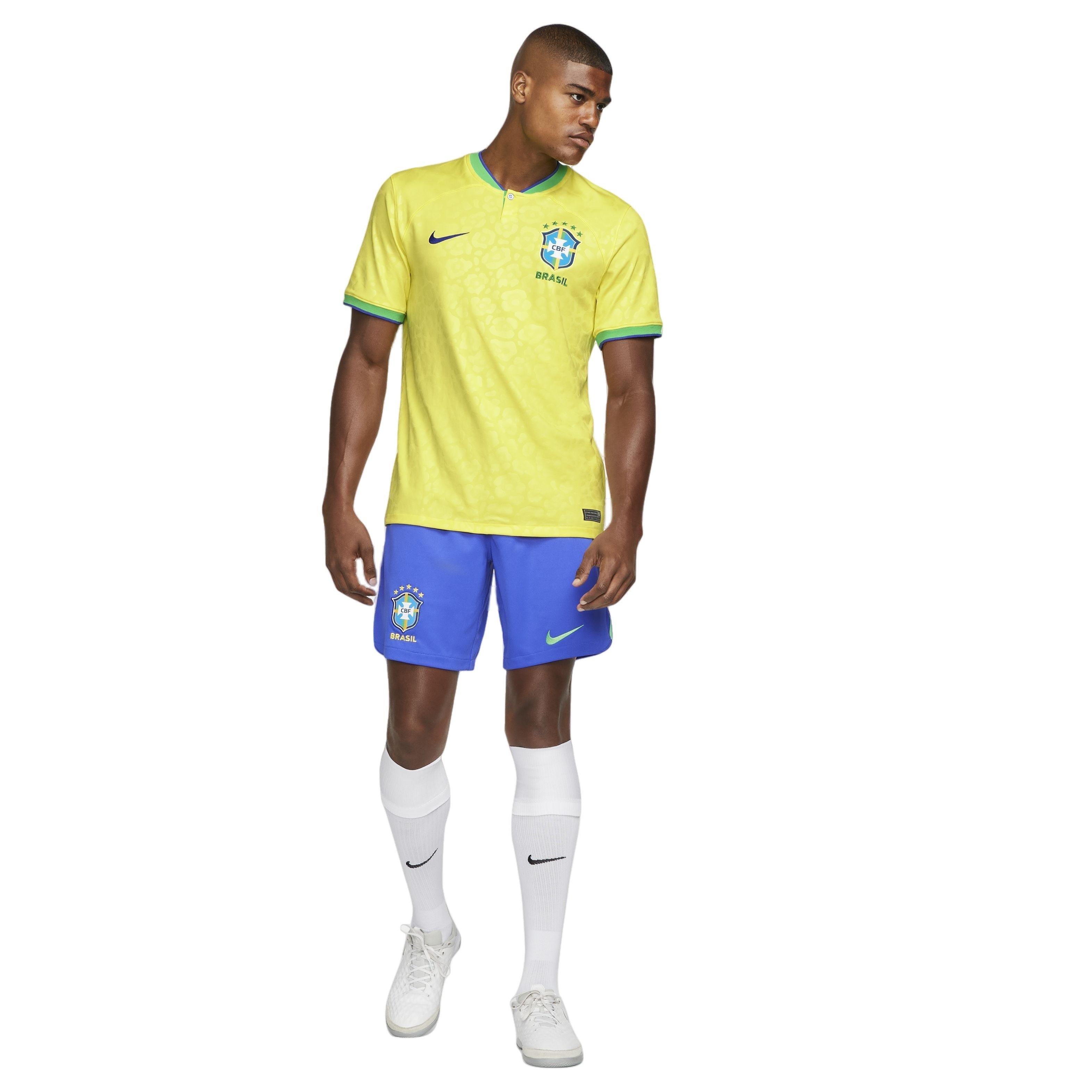Nike Men's Brazil 2022/23 Stadium Home Dri-FIT ADV Soccer Jersey-Yellow - YELLOW Thumbnail View 4