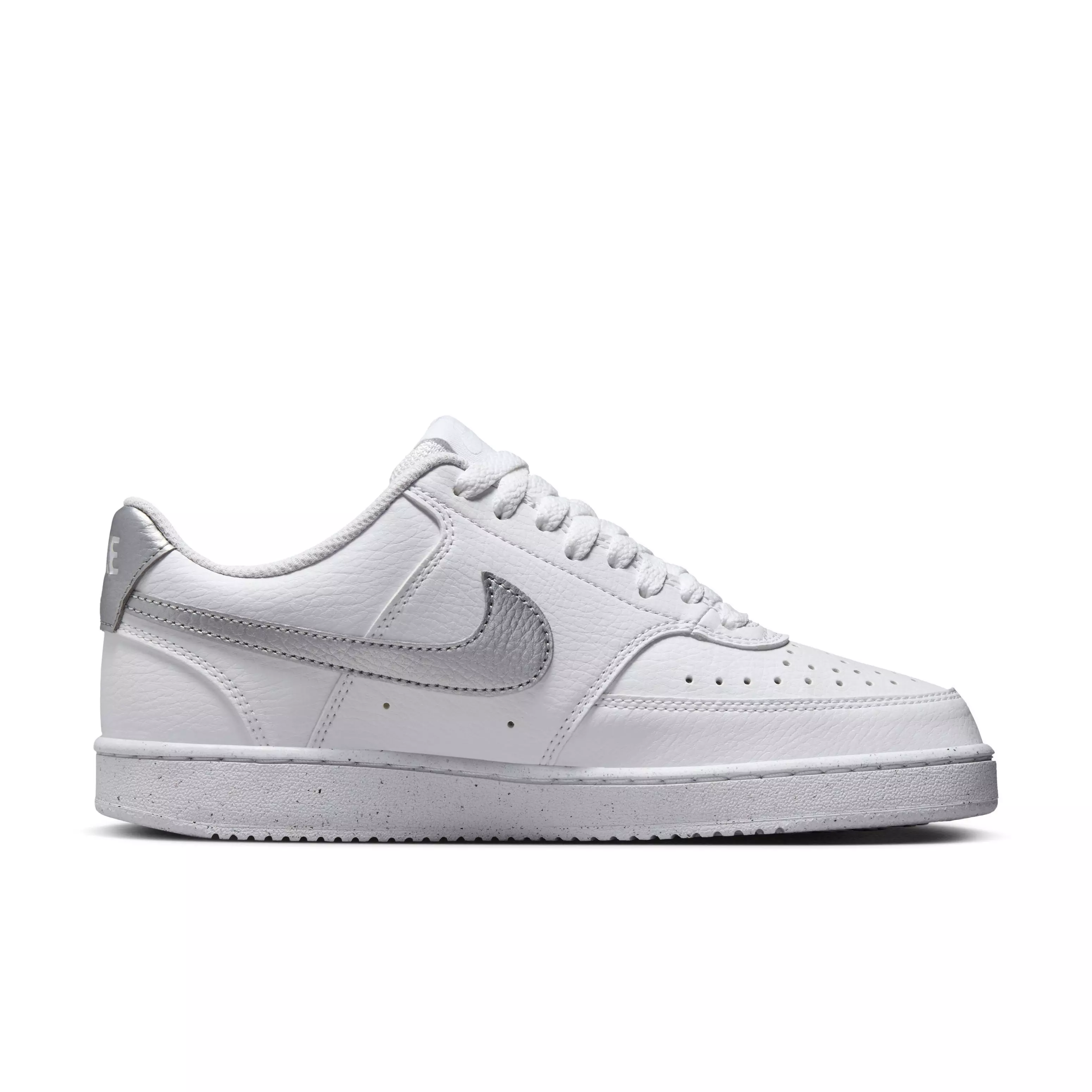 Nike Court Vision Low Next Nature "White/White/Metallic Silver" Women's Shoe - WHITE/WHITE/SILVER