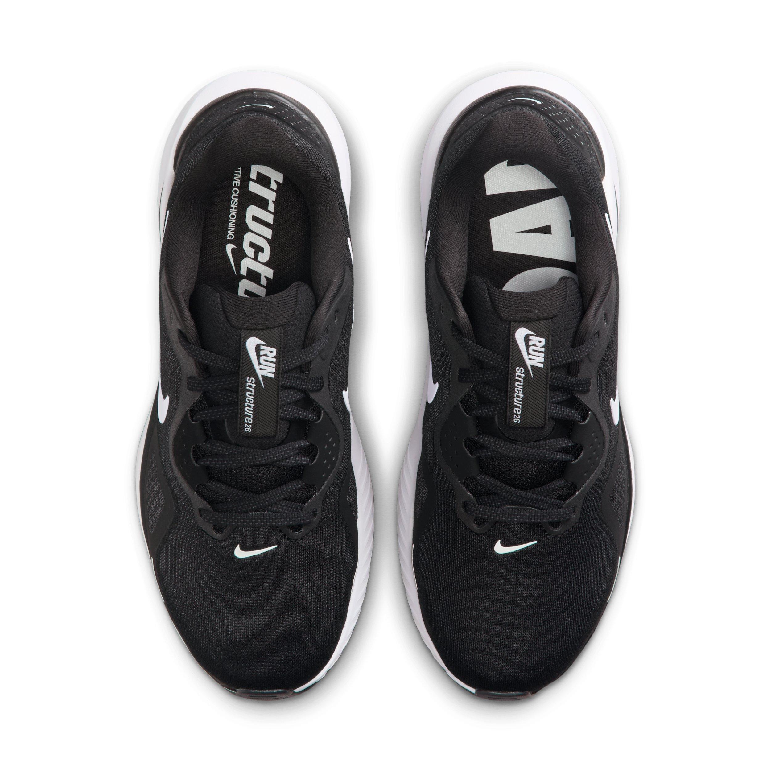 Nike Structure 26 "Black/Wolf Grey/Metallic Silver/White" Women's Wide Running Shoe - BLACK/GREY/SILVER/WHITE Thumbnail View 4