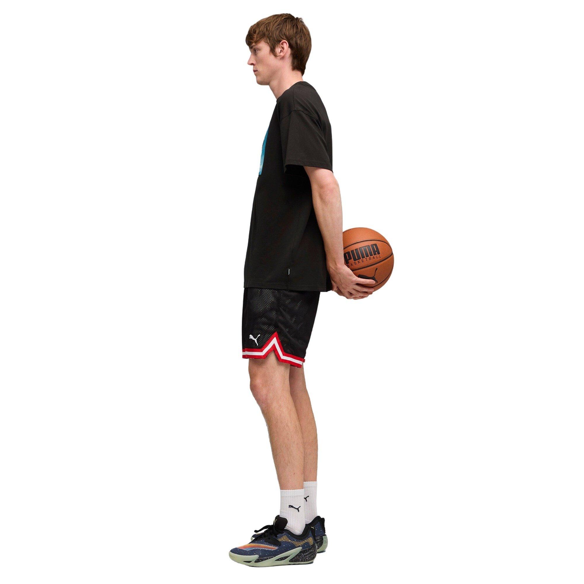 PUMA Hoops x E.T. Men's Patterned Basketball Short - BLACK Thumbnail View 3