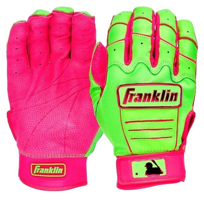 Franklin Sports MLB CFX(R) Pro Batting Gloves - Green/Pink - GREEN/PINK Thumbnail View 1