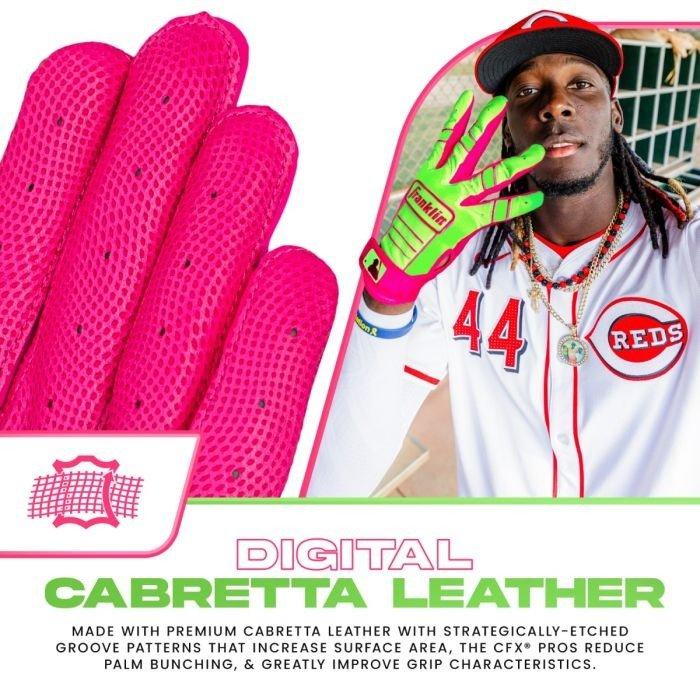 Franklin Sports MLB CFX(R) Pro Batting Gloves - Green/Pink - GREEN/PINK Thumbnail View 2