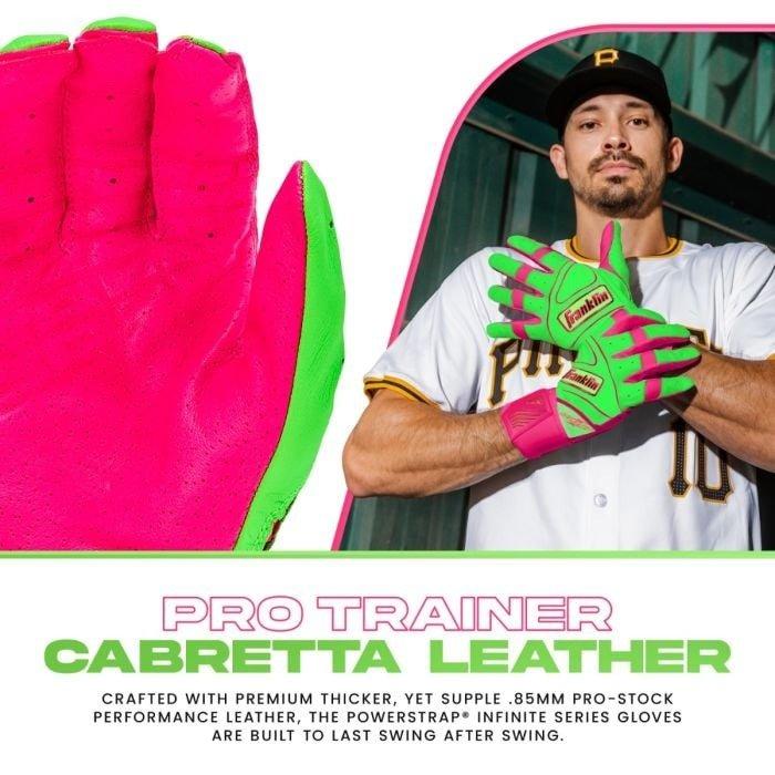 Franklin Sports MLB Powerstrap Infinite Series Batting Gloves - Green/Pink - GREEN/PINK Thumbnail View 2