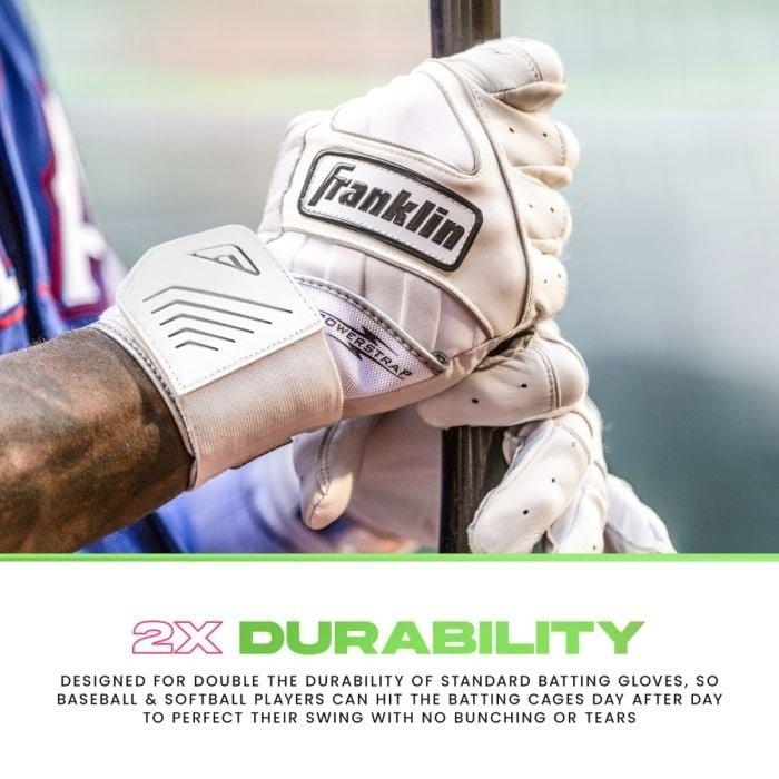 Franklin Sports MLB Powerstrap Infinite Series Youth Green/Pink Batting Gloves