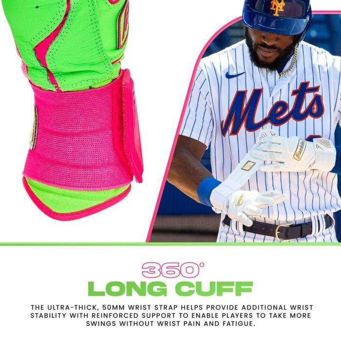 Franklin Sports MLB Powerstrap Infinite Series Youth Green/Pink Batting Gloves