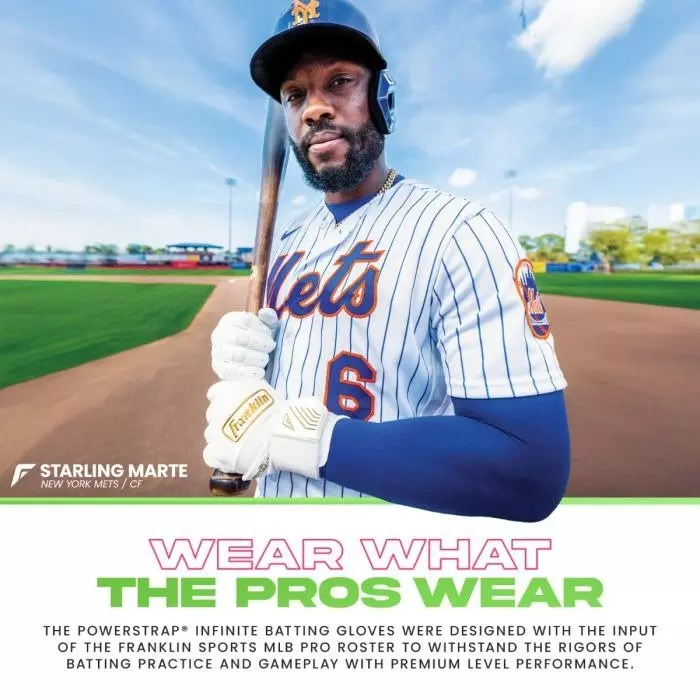 Franklin Sports Youth MLB Powerstrap Infinite Series Batting Gloves - Green/Pink - GREEN/PINK