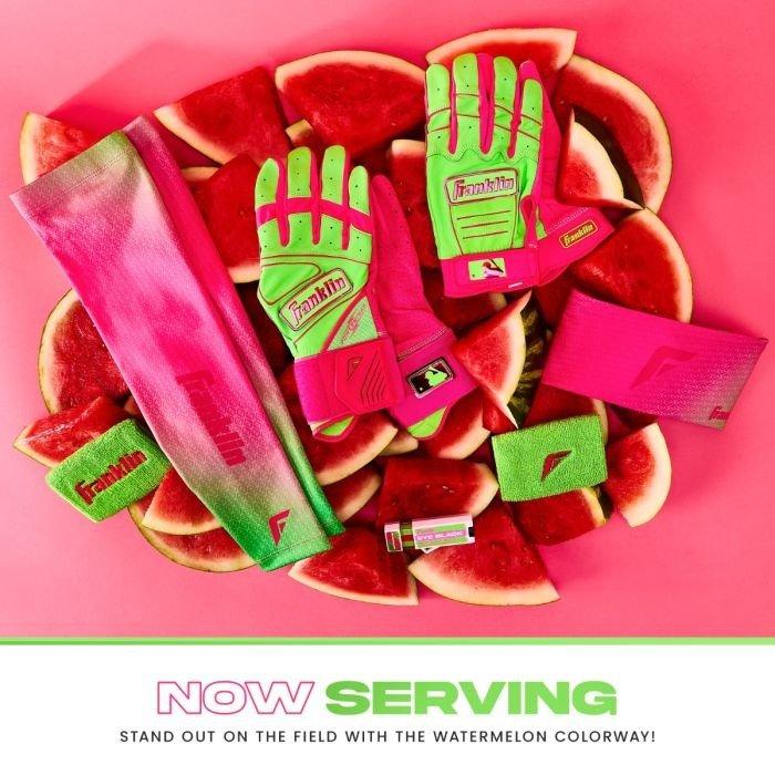 Franklin Sports MLB Powerstrap Infinite Series Youth Green/Pink Batting Gloves