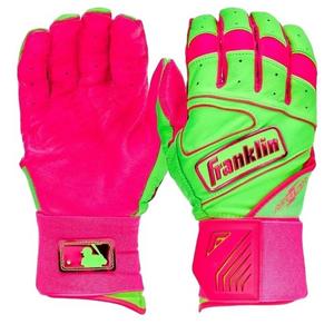 Franklin Sports Youth MLB Powerstrap Infinite Series Batting Gloves - Green/Pink