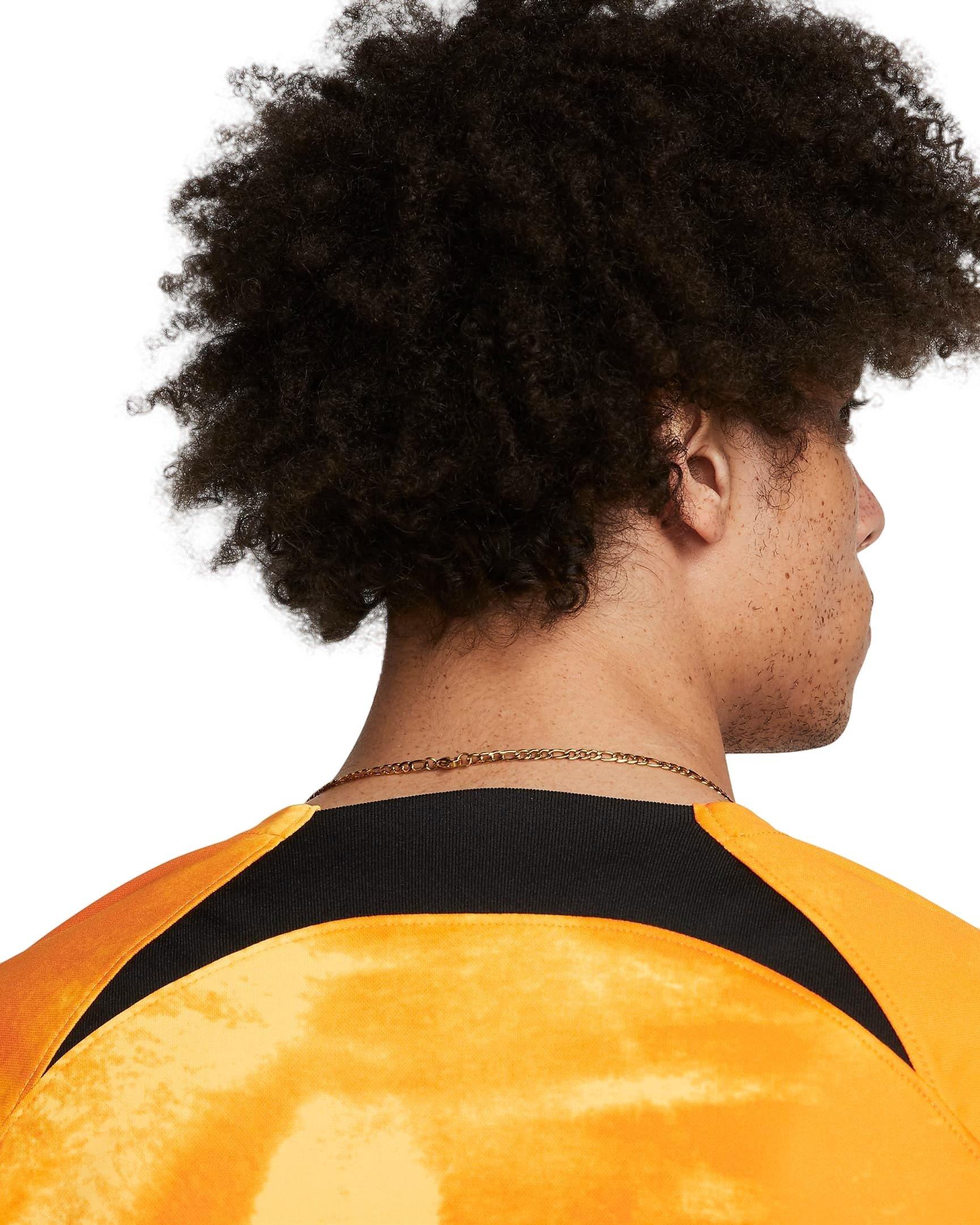 Nike Men's Netherlands 2022/23 Stadium Home Dri-FIT ADV Soccer Jersey-Yellow - YELLOW Thumbnail View 4
