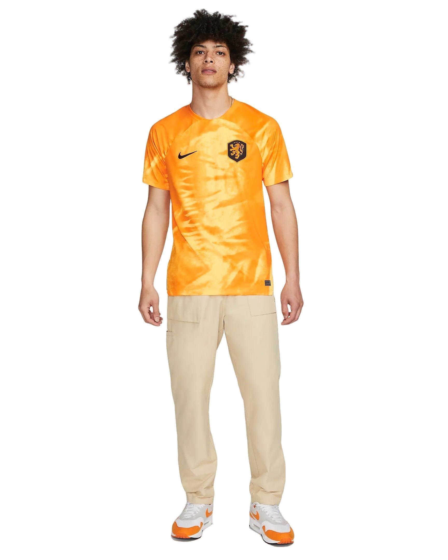 Nike Men's Netherlands 2022/23 Stadium Home Dri-FIT ADV Soccer Jersey-Yellow - YELLOW Thumbnail View 5
