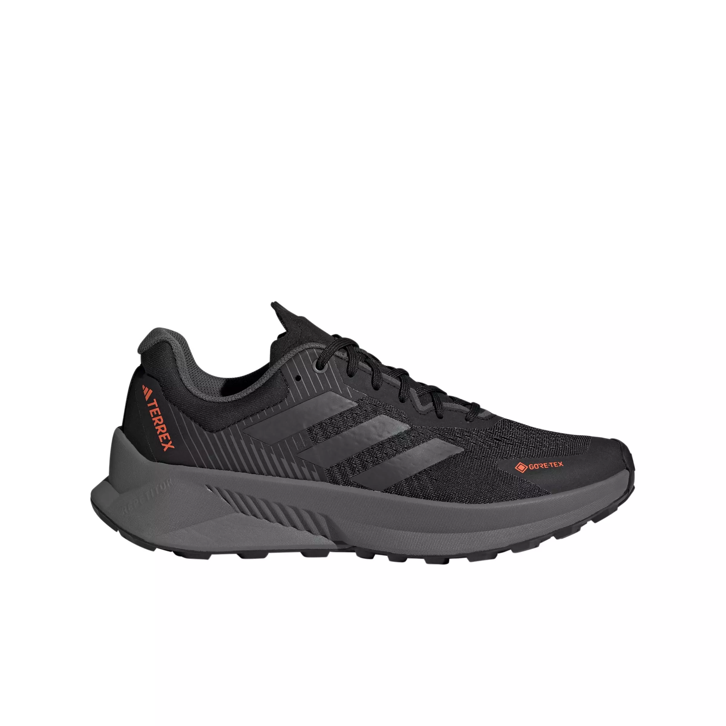 adidas Terrex Soulstride Flow GTX "Core Black/Grey Six/Imp Orange" Men's Trail Running Shoe - BLACK/GREY/ORANGE
