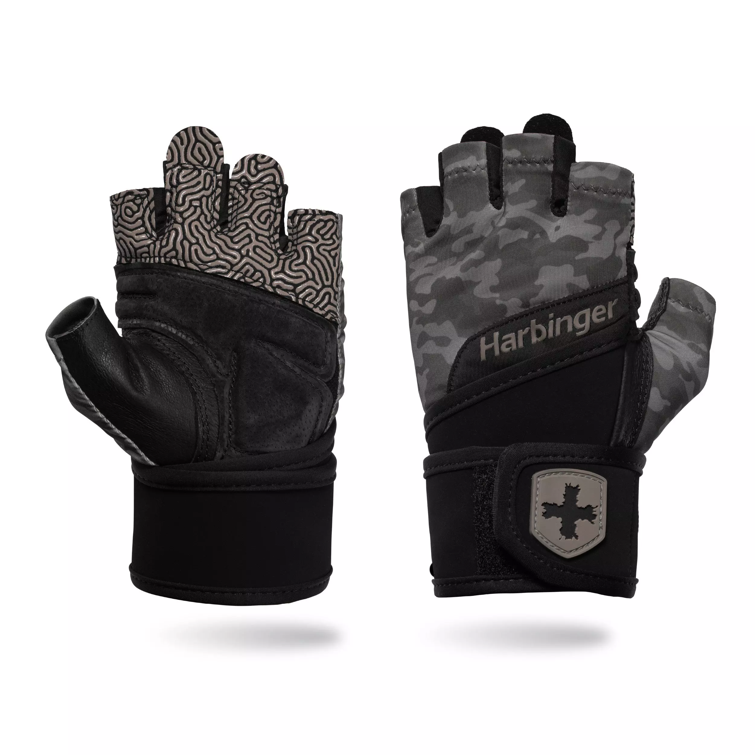 Harbinger Training Grip Wrist Wrap Gloves - Black/Grey - BLACK/GREY