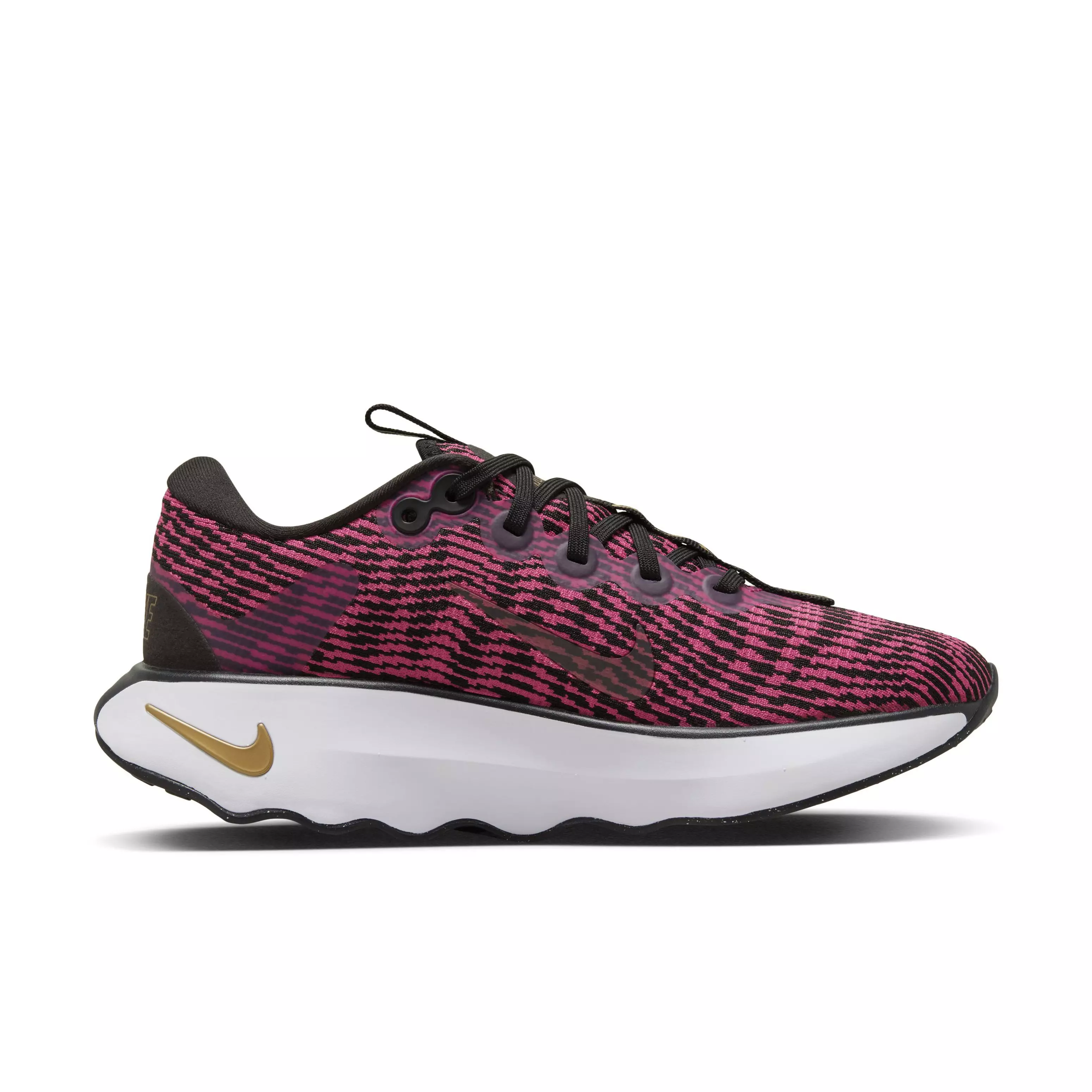 Nike Motiva "Black/Metallic Gold/White/Fireberry" Women's Walking Shoe - BLACK/GOLD/WHITE/FIREBERRY