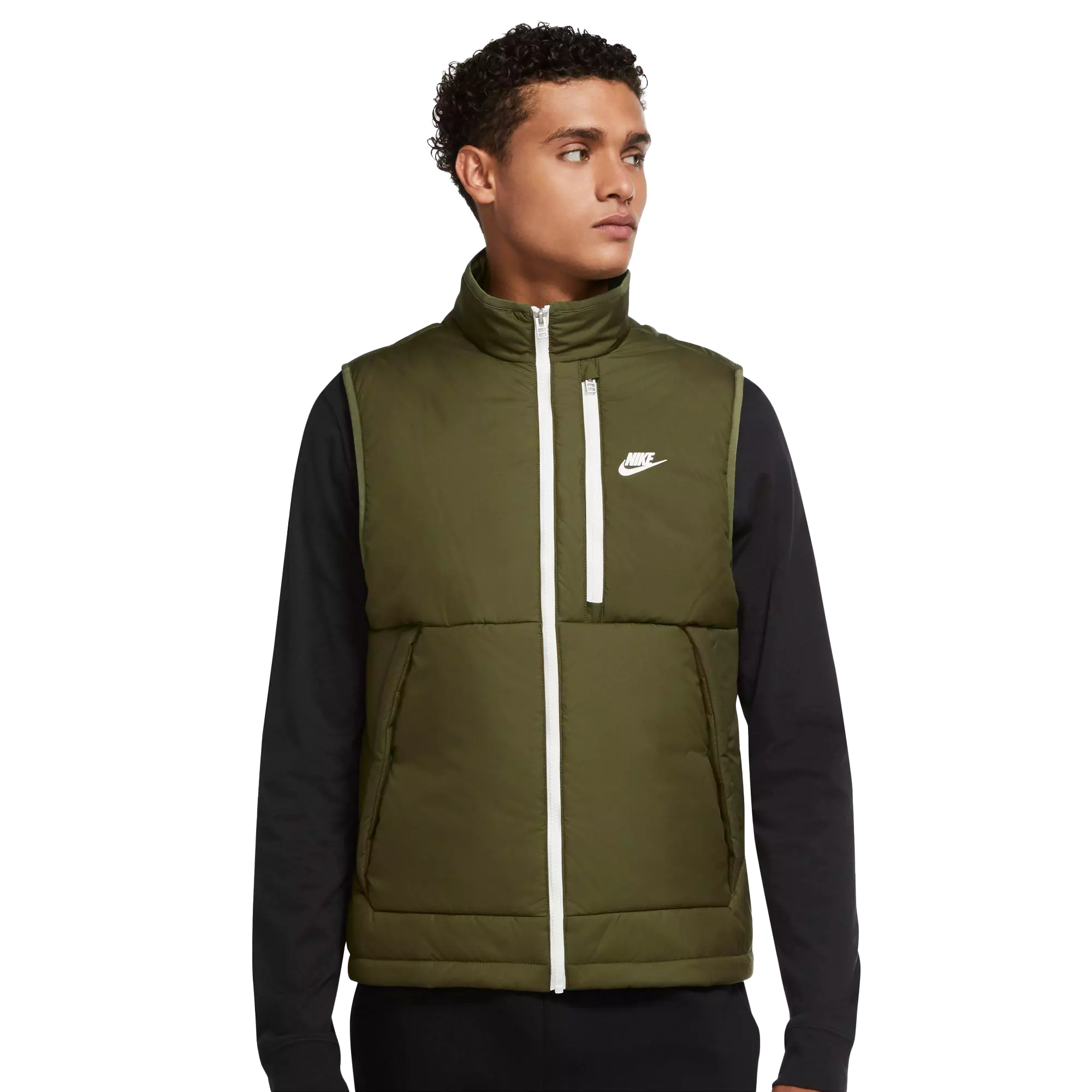 Nike Men''s Sportswear Therma-FIT Legacy Full-Zip Series Vest - OLIVE