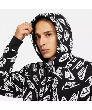 Nike Men's Sportswear All Over Print "Black/White" Pullover Hoodie