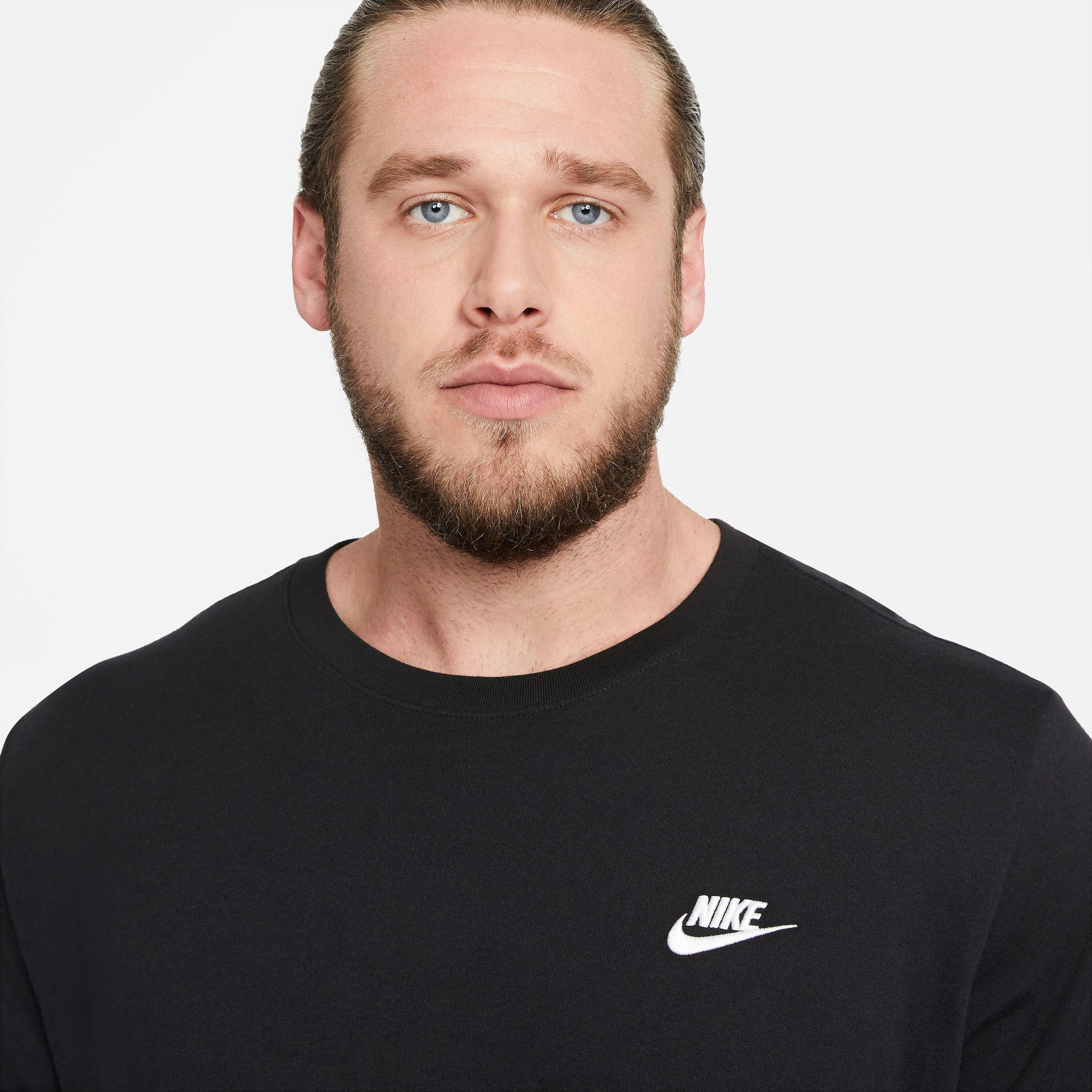 Nike Men's "Black" Sportswear Club Tee - BLACK Thumbnail View 7