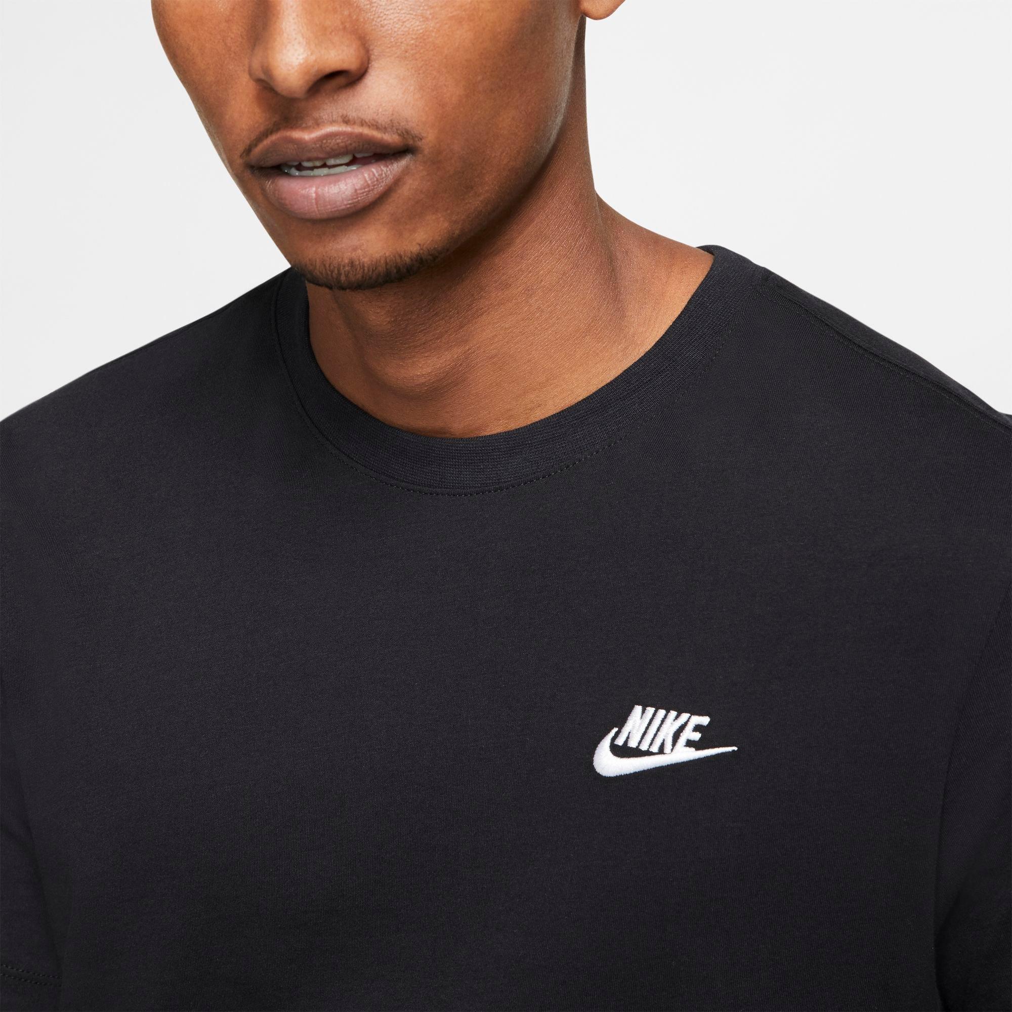 Nike Men's "Black" Sportswear Club Tee - BLACK Thumbnail View 3