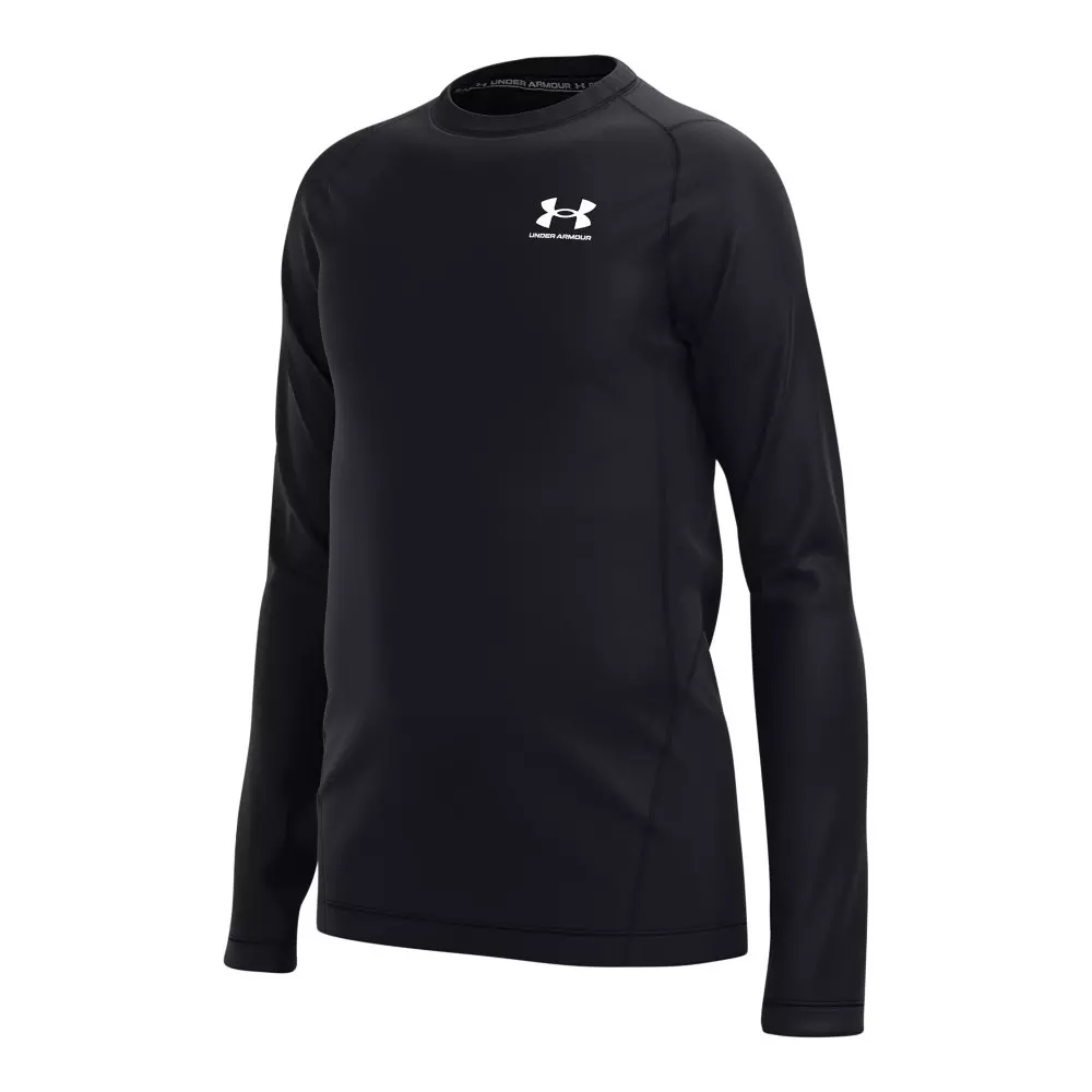 Under Armour Big Boys' ColdGear Armour Long Sleeve Tee-Black/White - BLACK/WHITE