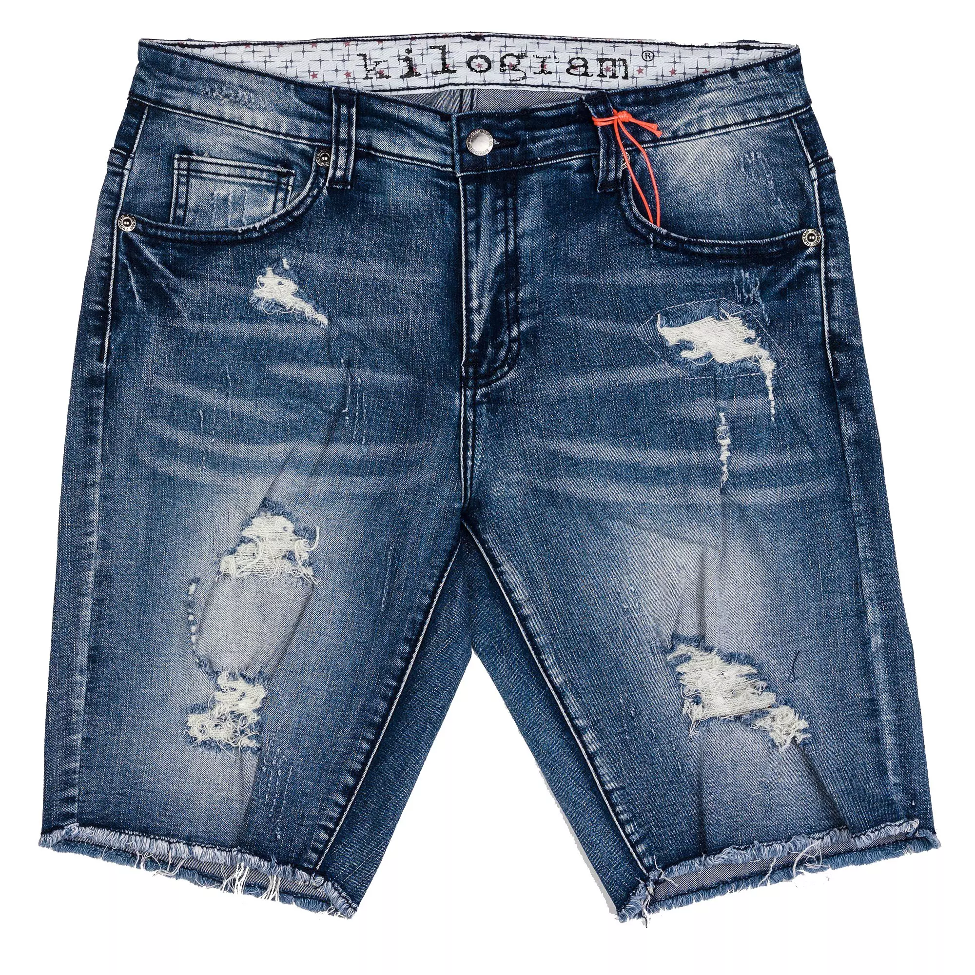 Kilogram Men's Cut Off "Medium Blue" Shorts - BLUE