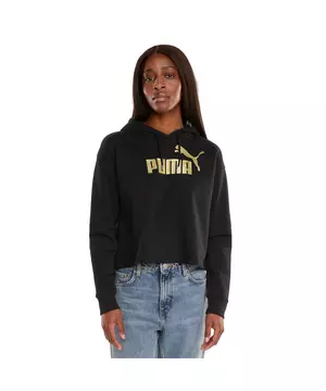 PUMA Women's Classics Metallic Logo Cropped Pullover Hoodie