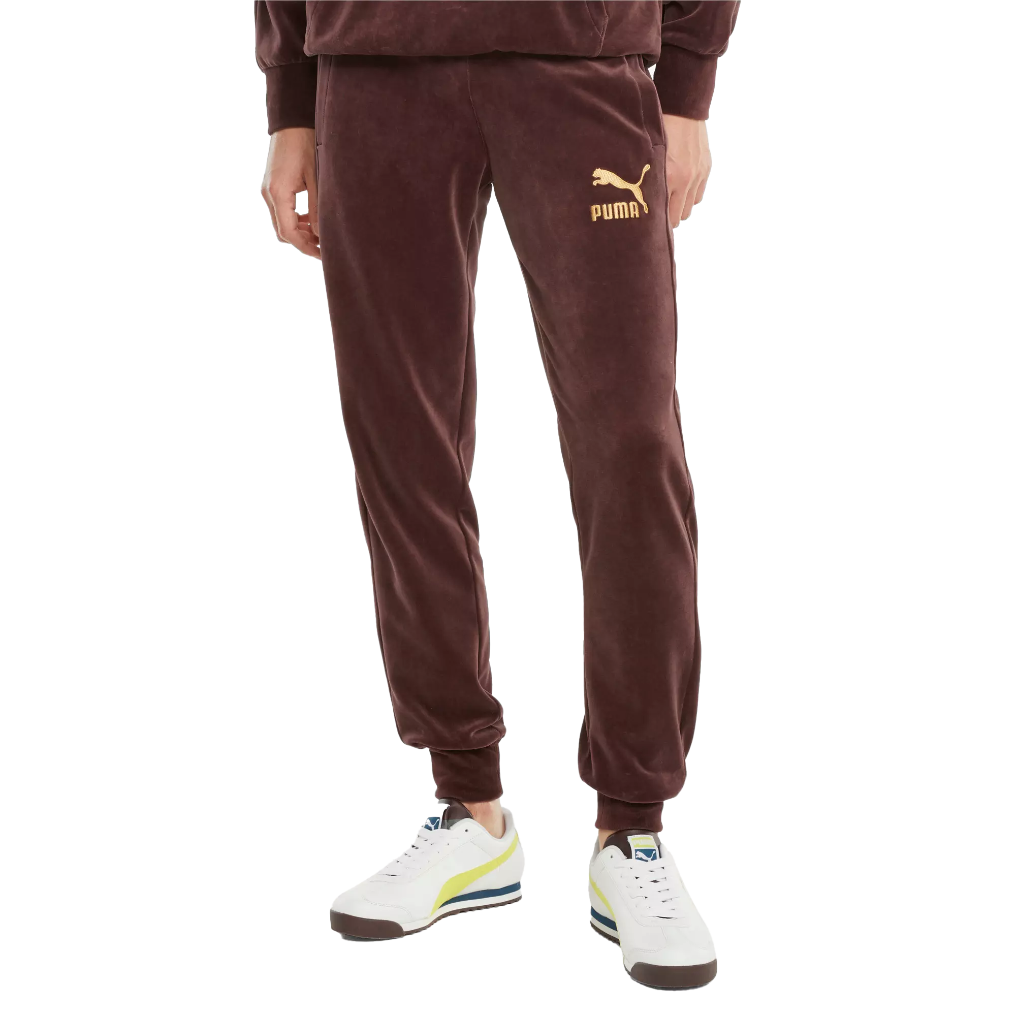 Puma Men's T7 Classic Velour "Maroon" Track Pants - MAROON