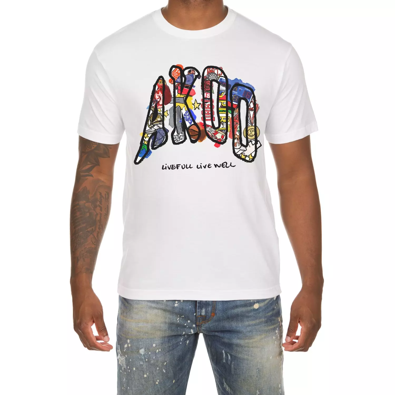 AKOO Men's Live Well "White" Tee - WHITE