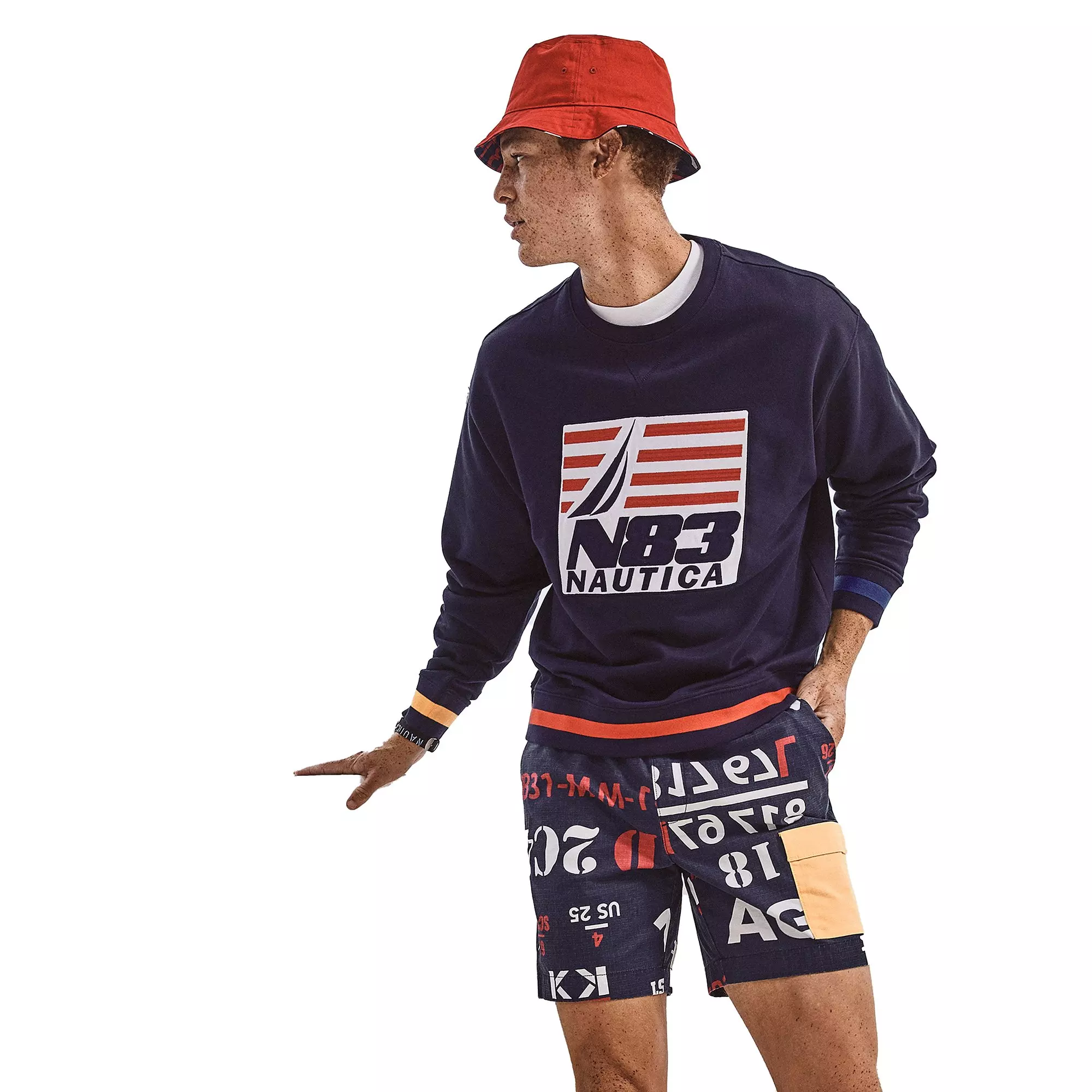 Nautica Men's Chest Patch Crewneck "Navy" Sweatshirt - NAVY