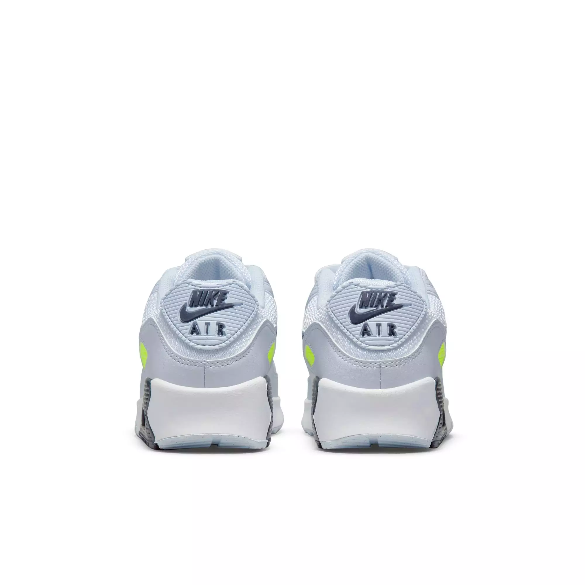 Nike Air Max 90 "White/Blackened Blue/Volt/Football Grey" Grade School Boys' Shoe - BLUE/GREEN