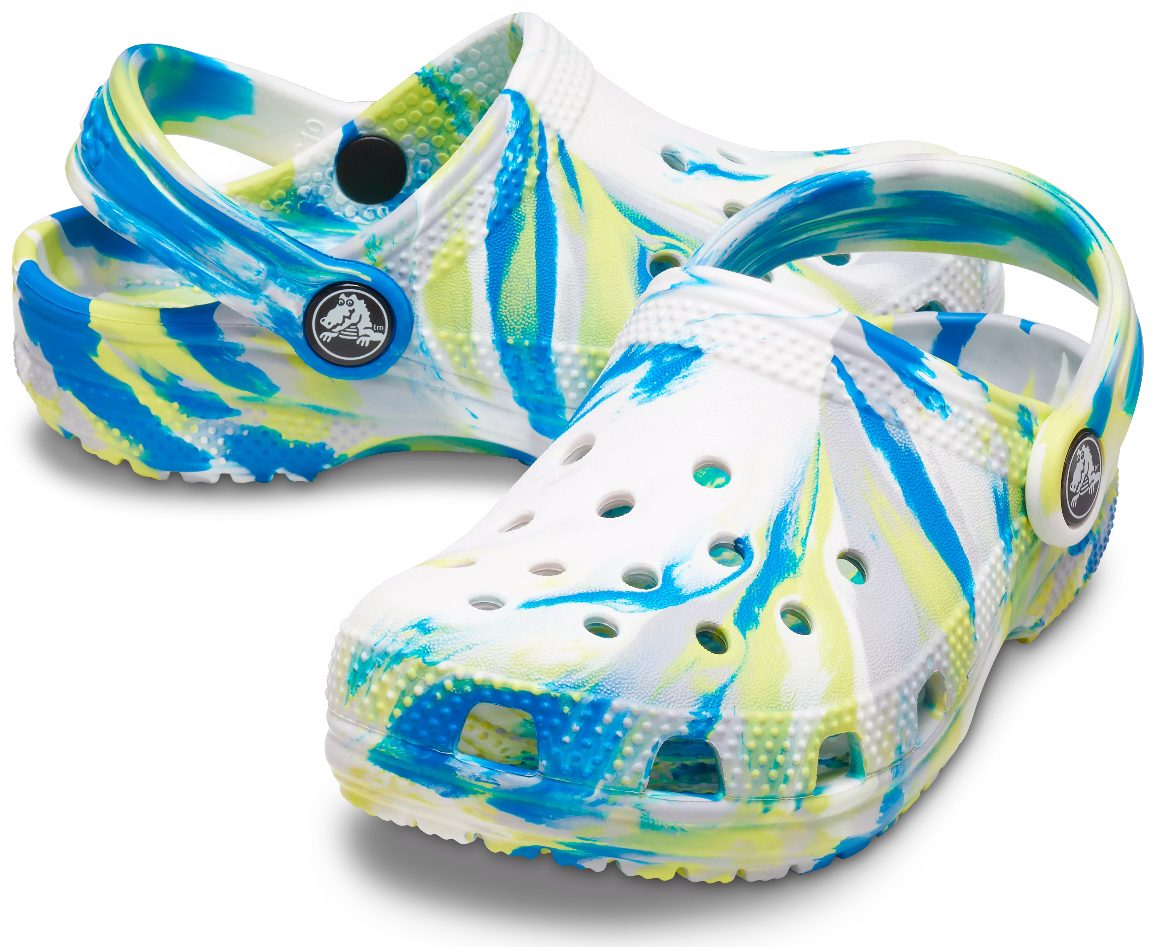 Crocs Classic Marbled "White/Blue/Yellow" Toddler Boys' Clog - MULTI-COLOR