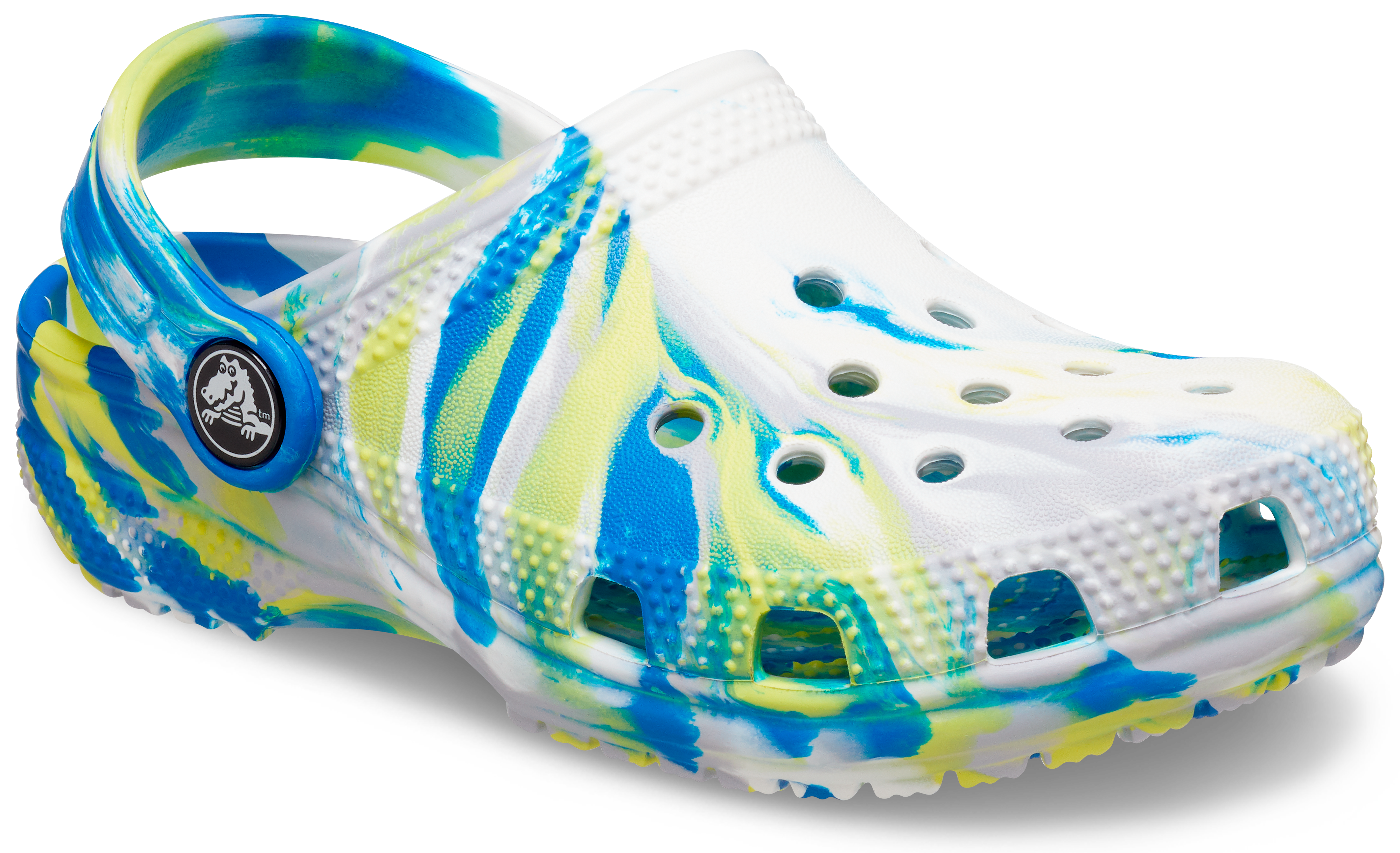 Crocs Classic Marbled "White/Blue/Yellow" Toddler Boys' Clog - MULTI-COLOR Thumbnail View 6