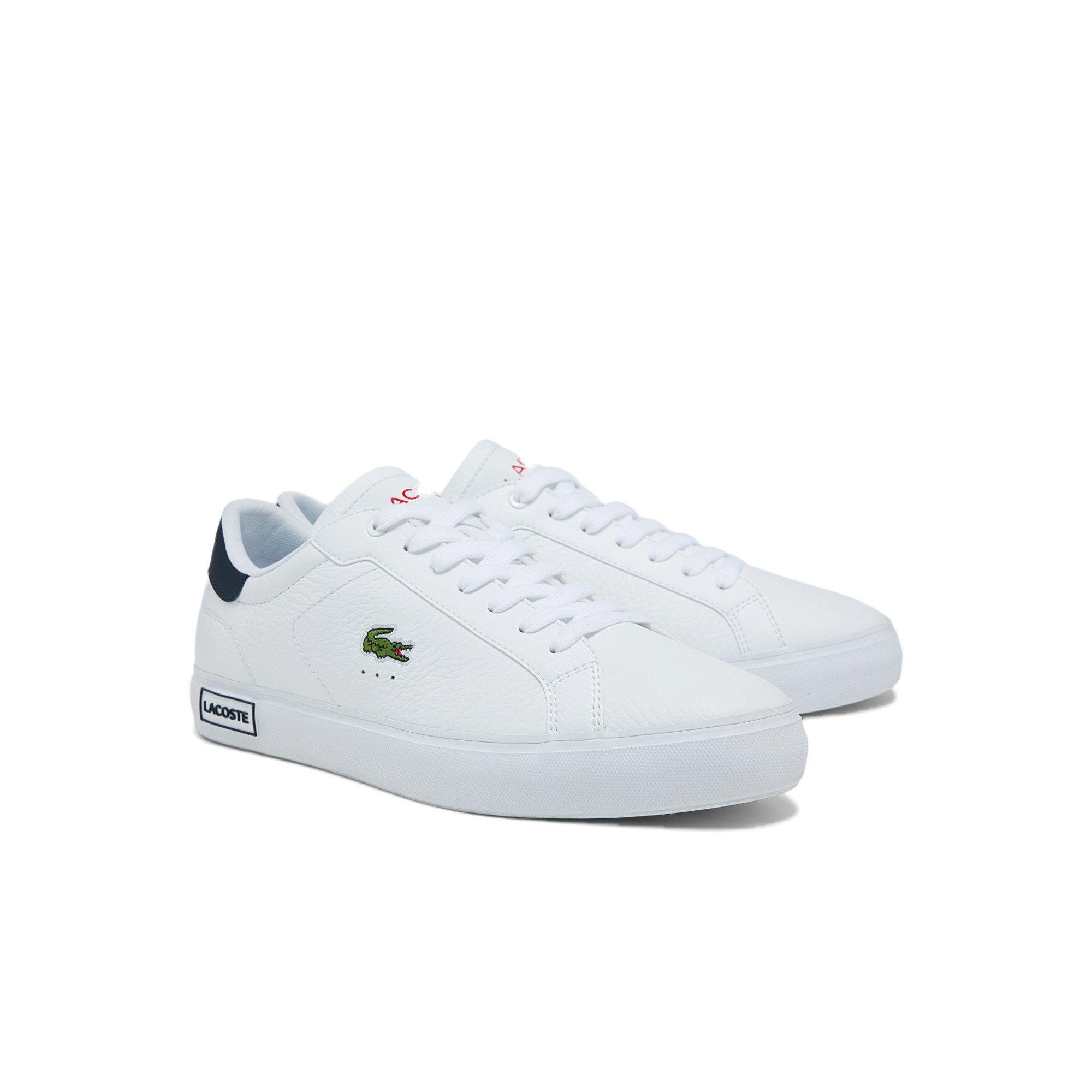 Lacoste Powercourt Leather 0721 "White/Navy/Red" Men's Shoe | City