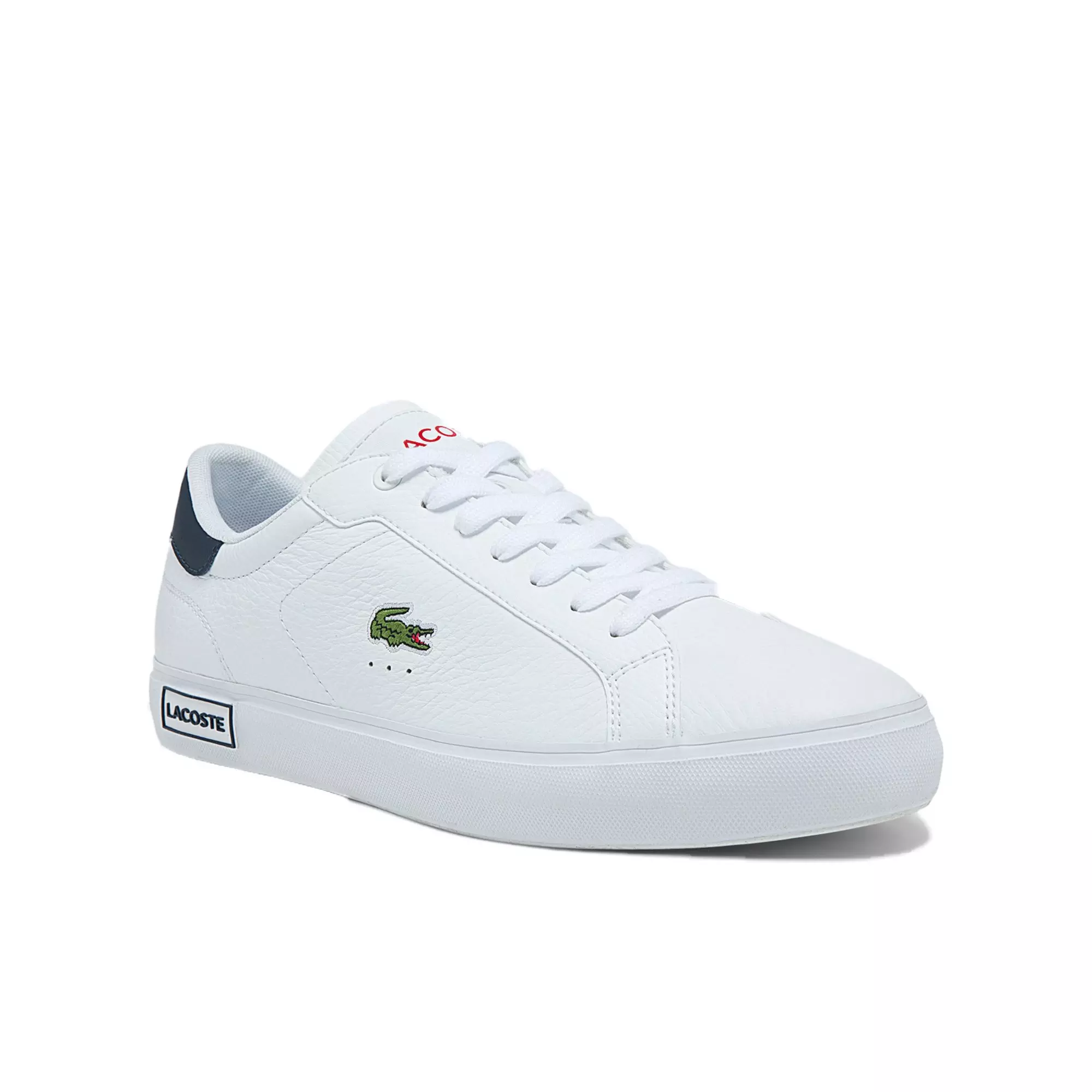 Lacoste Powercourt Leather 0721 "White/Navy/Red" Men's Shoe - WHITE/NAVY/RED