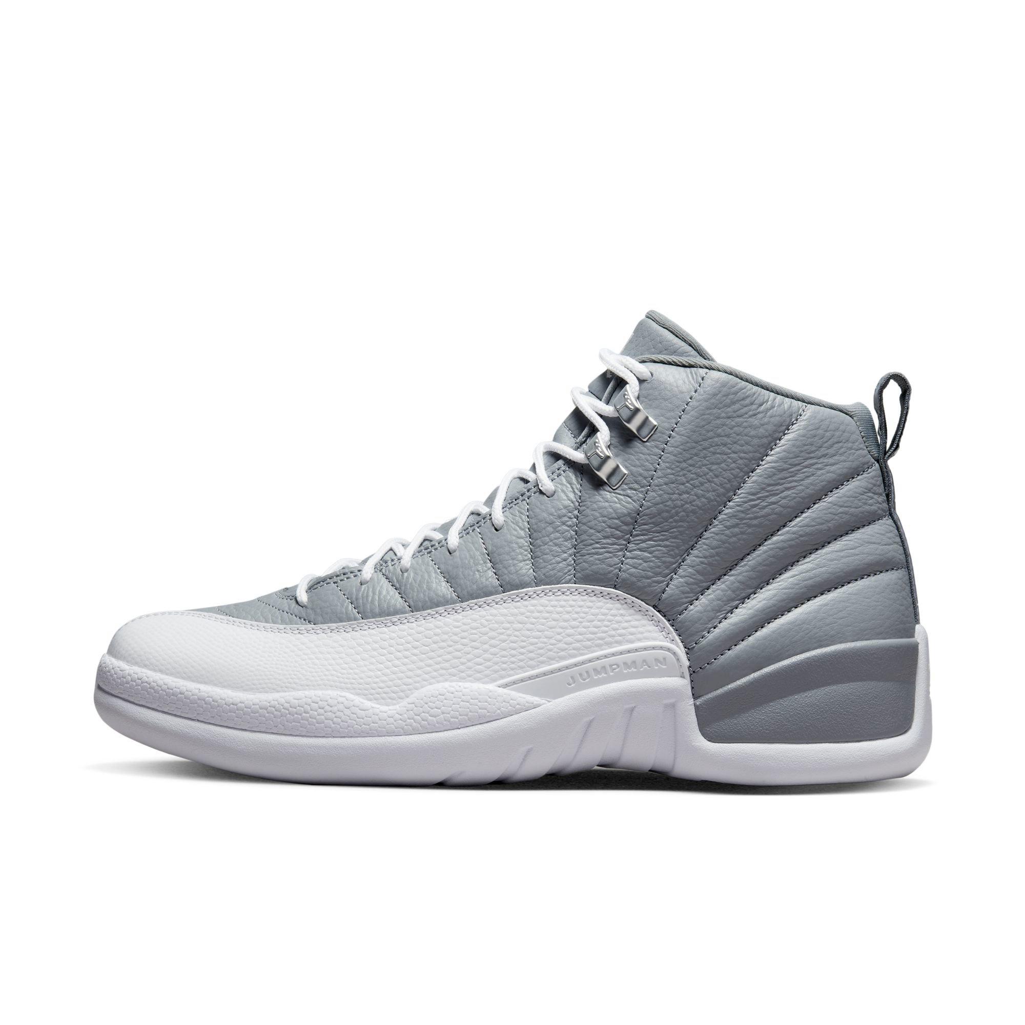 Jordan 12 gray store and white