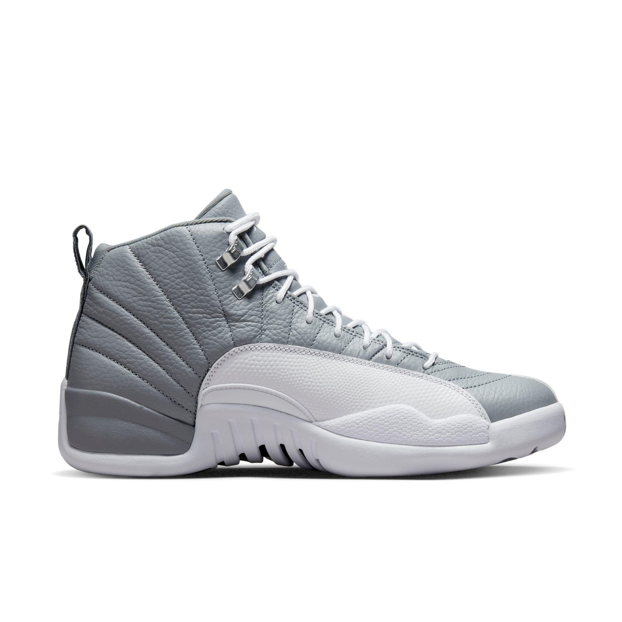 grey and white jordan 12s