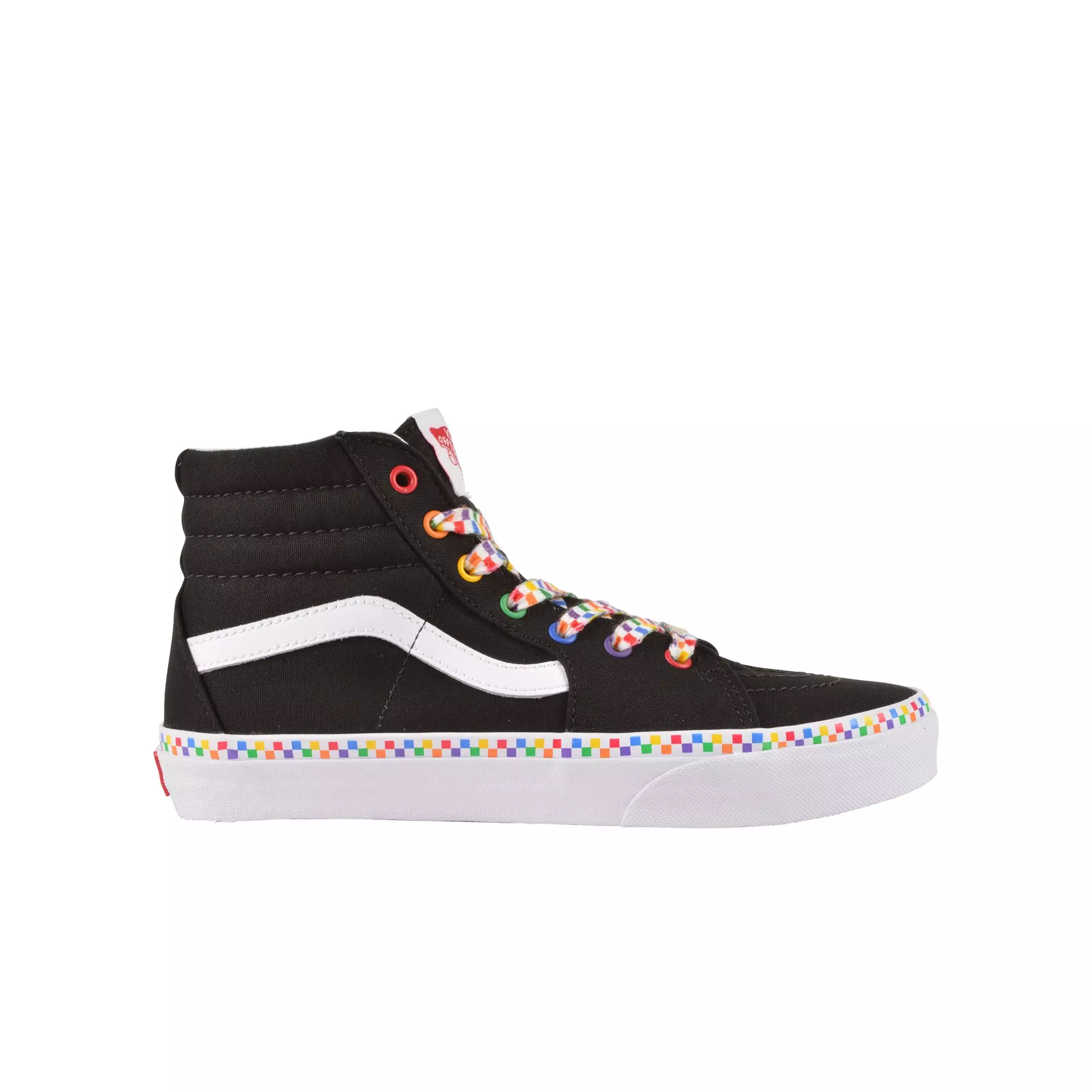 Vans Sk8-Hi "Rainbow Checkerboard" Grade School Girls' Shoe - BLACK