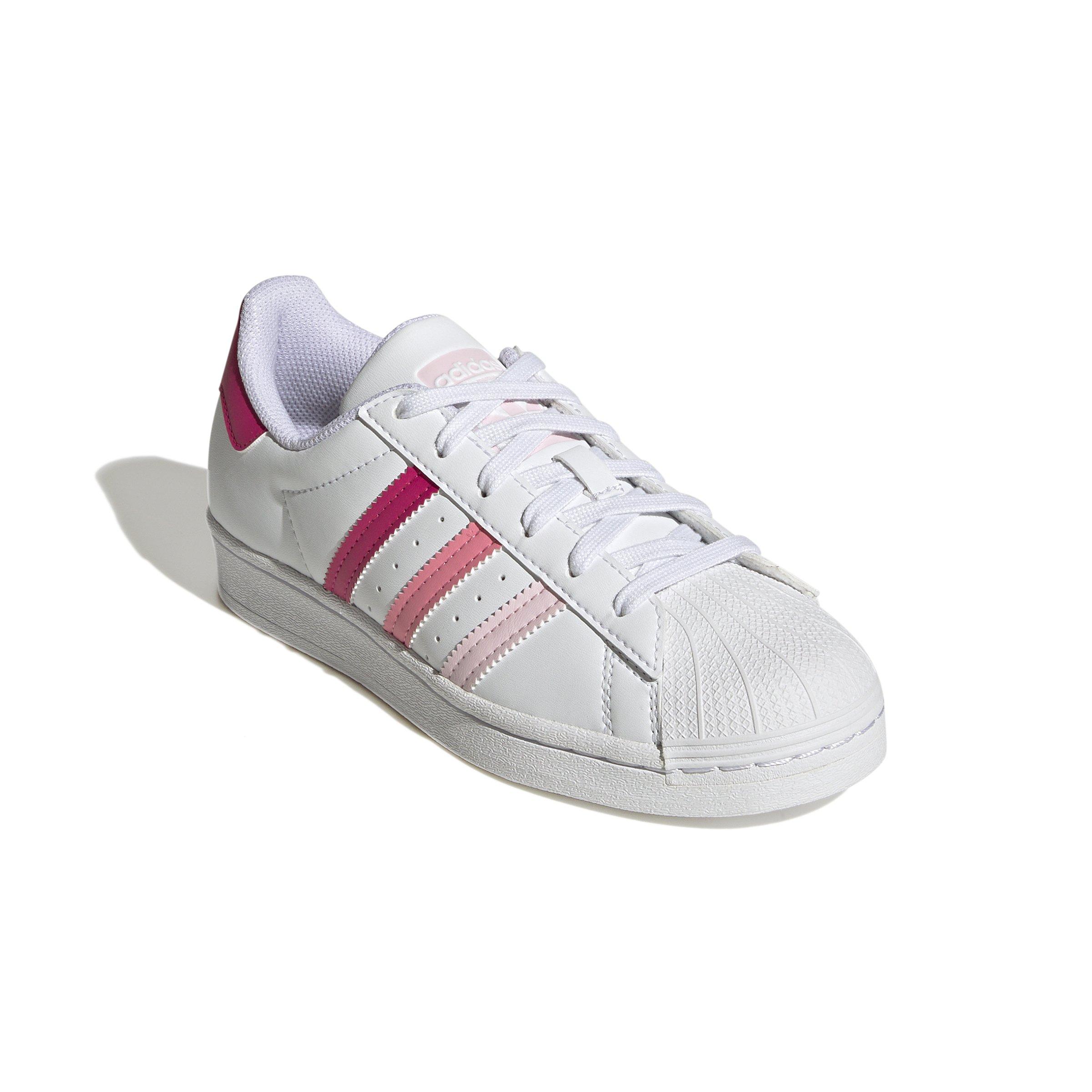 Adidas girls' superstar grade school casual 2025 shoes  white/pink