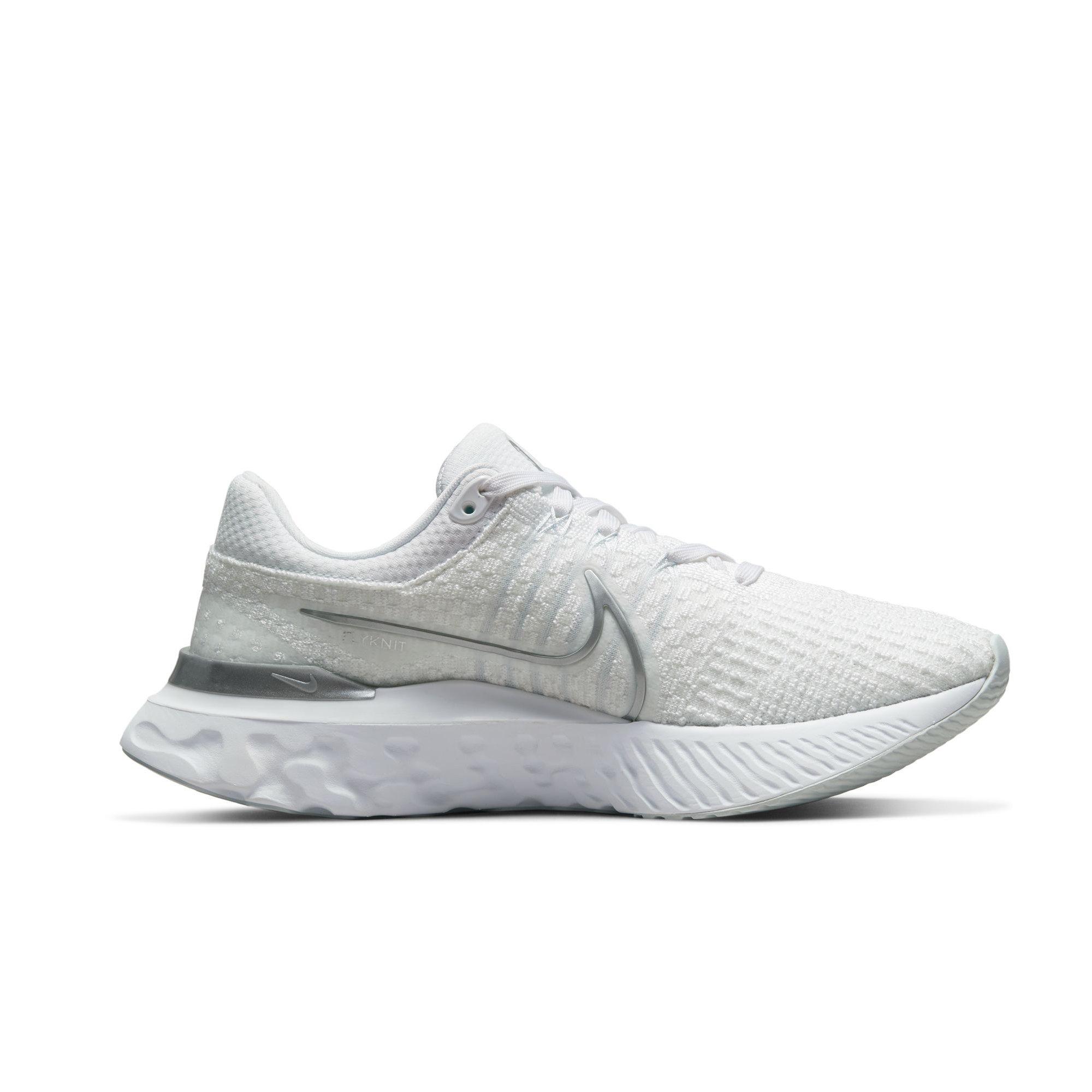 Valiente tirar a la basura Pack para poner Nike React Infinity 3 "White/Metallic Silver" Women's Road Running Shoe