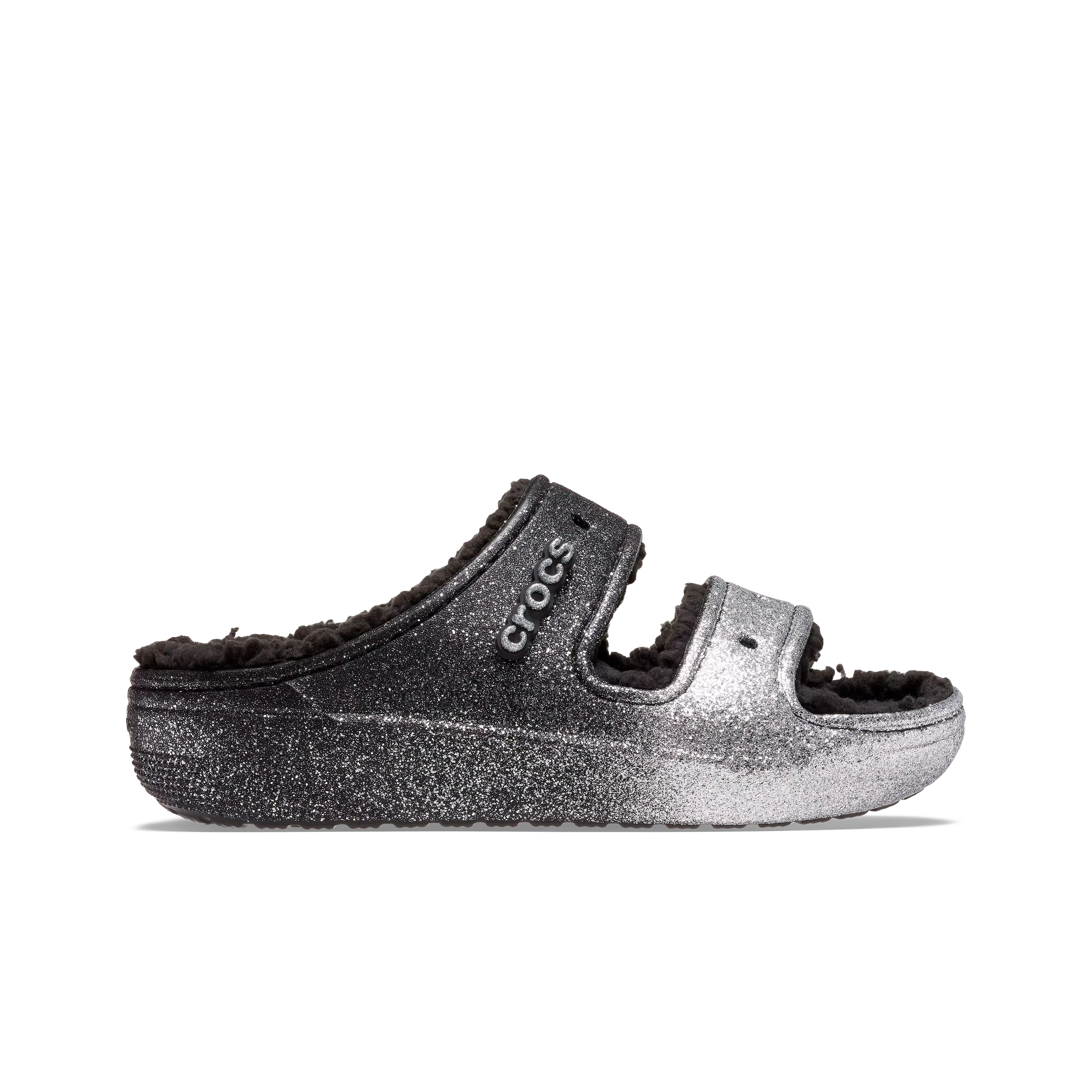 Crocs Classic Cozzzy "Black Glitter" Women's Slide - BLACK