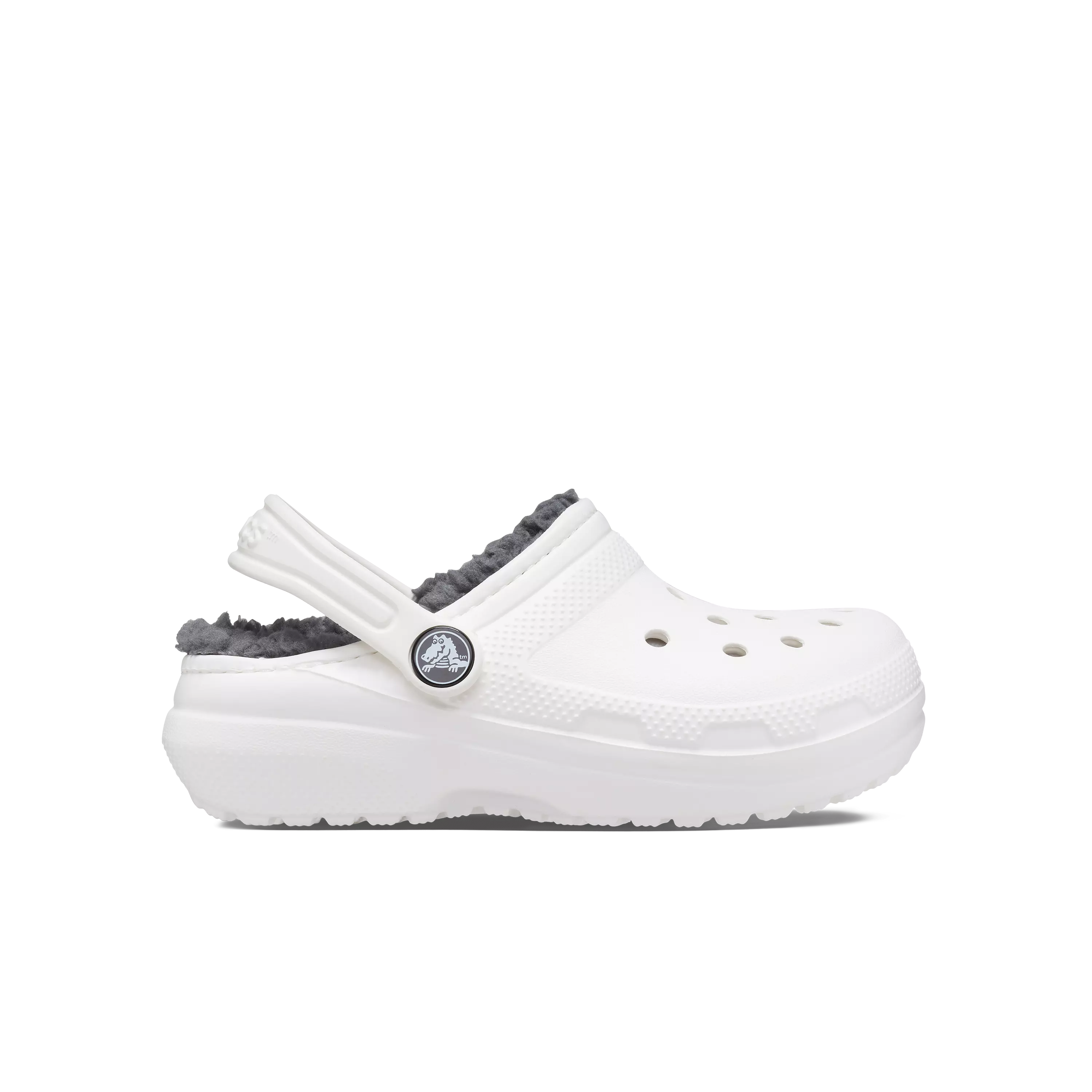 Crocs Classic Lined "White/Grey" Grade School Kids' Clog - WHITE/GREY