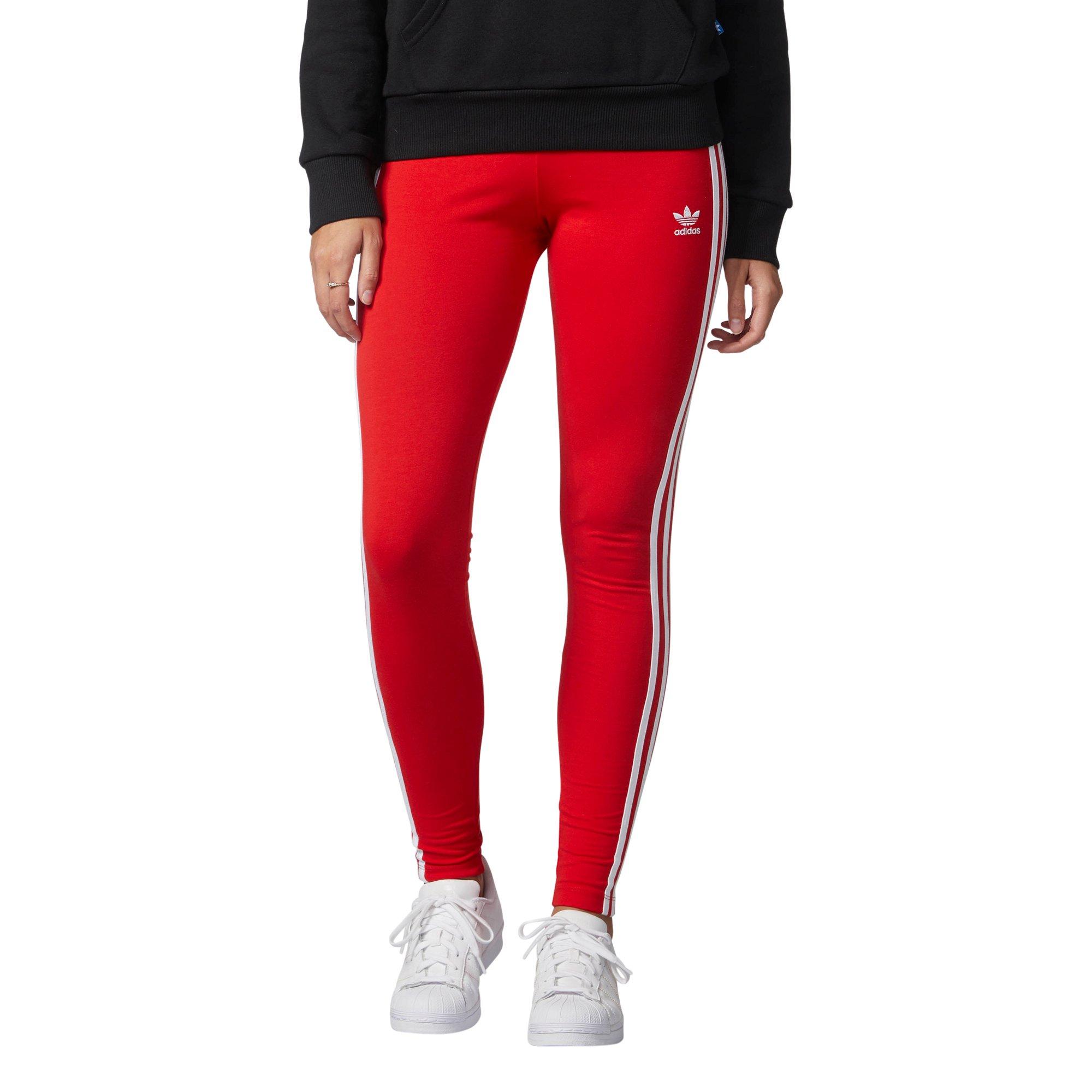 adidas leggings red stripe