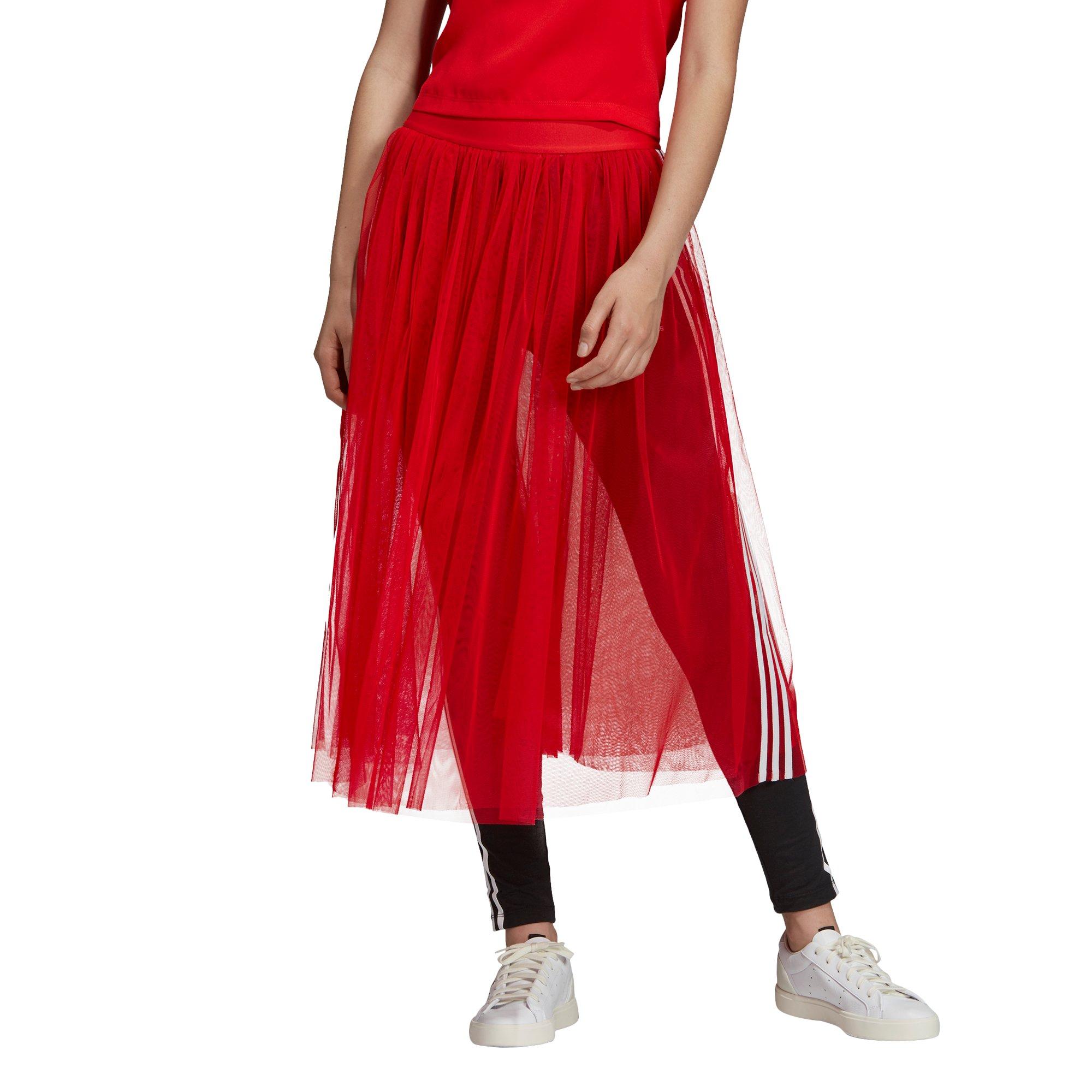 red adidas tulle skirt