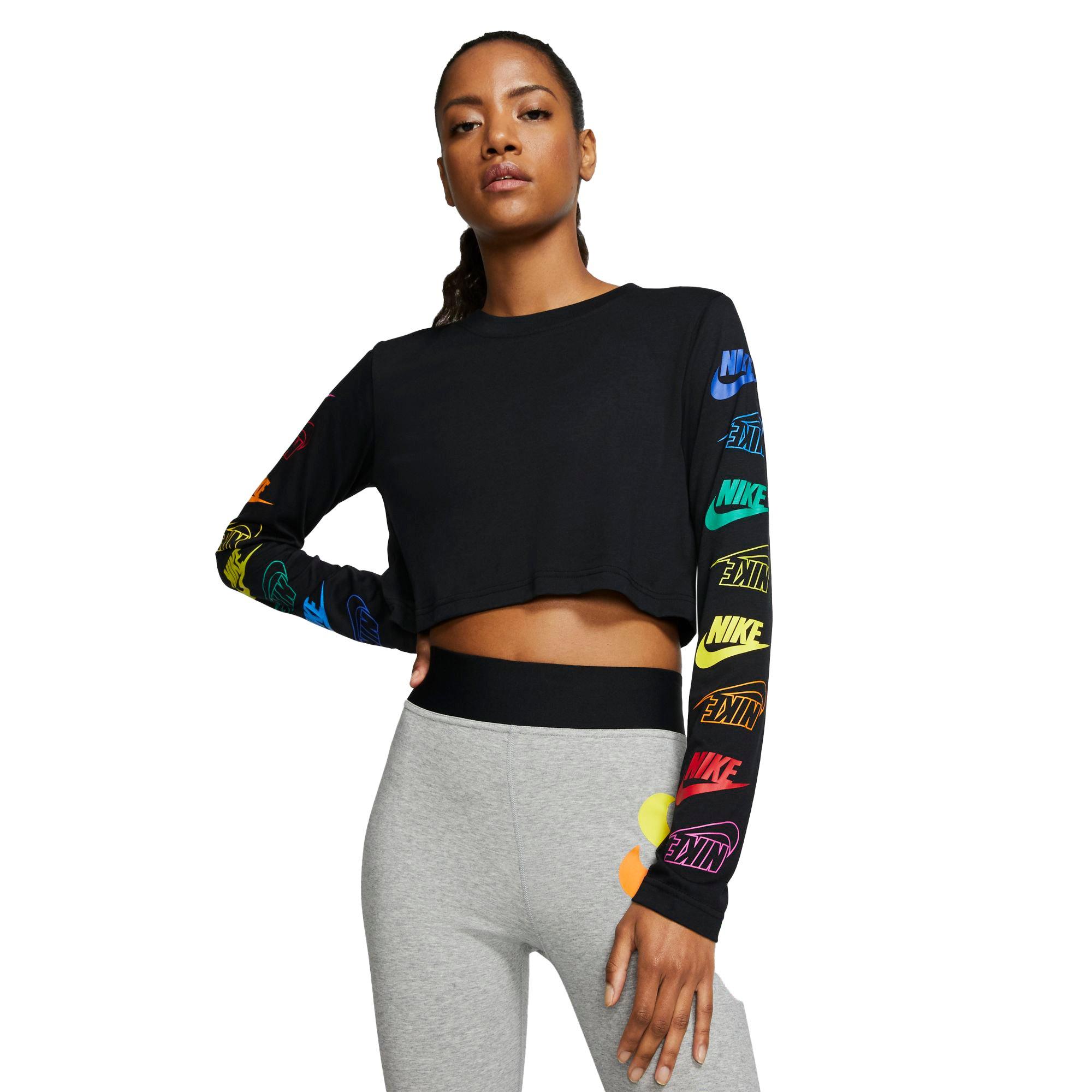 nike women's futura flip long sleeve crop tee