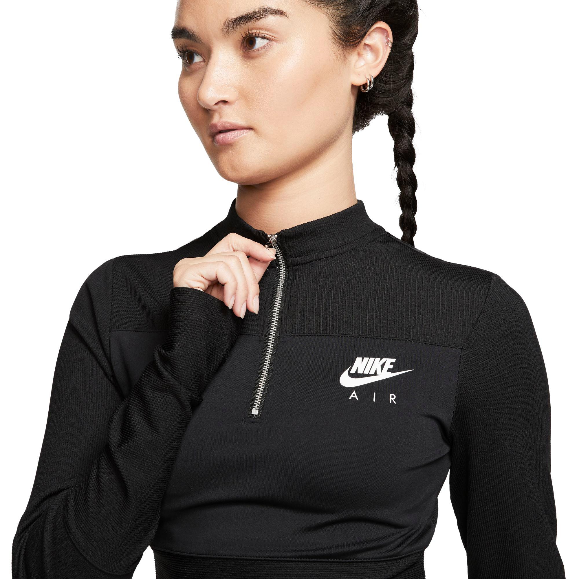 nike air ribbed high neck gray long sleeve top